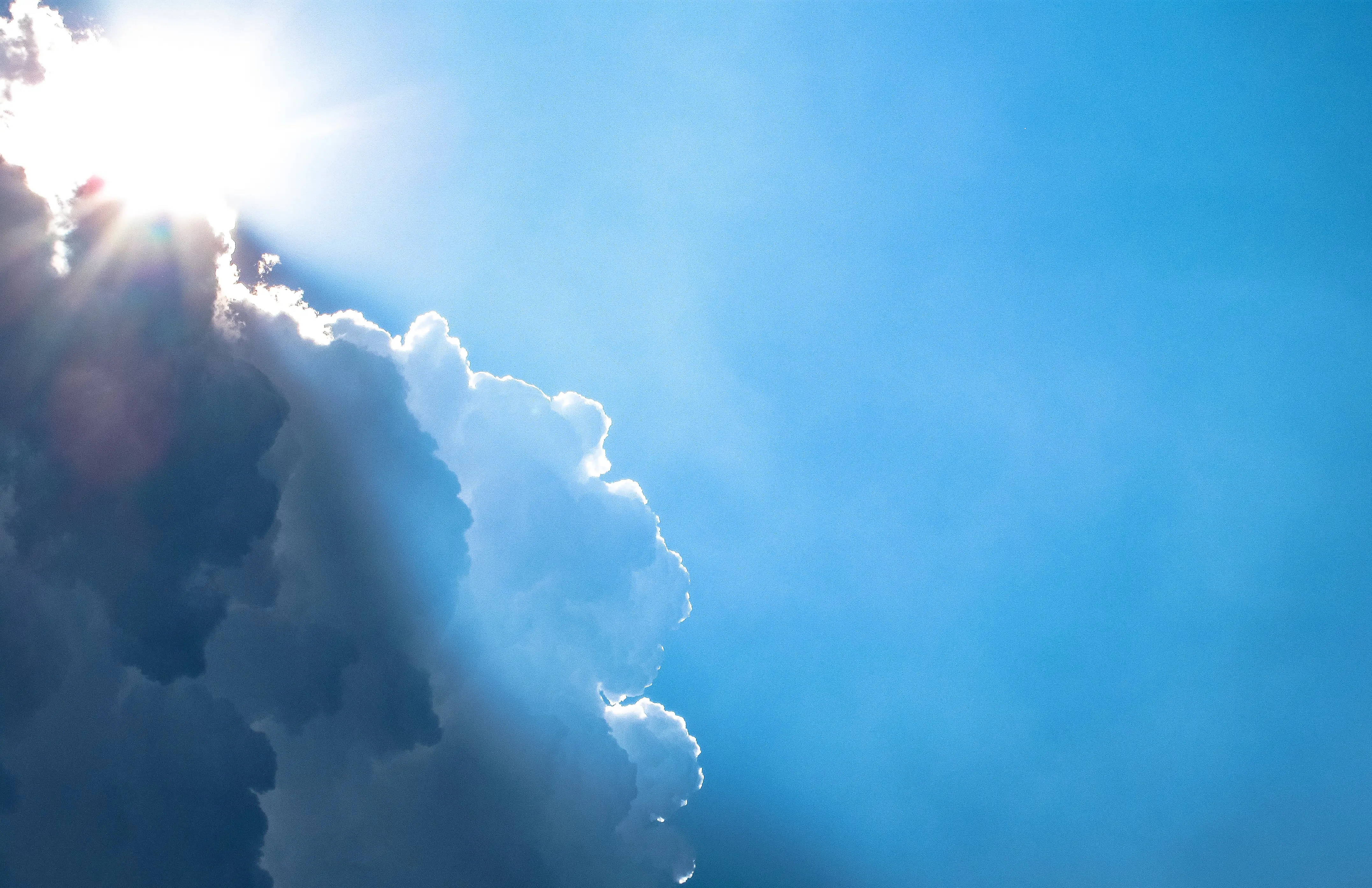 Godrays, Funeral Clouds, fluffy white clouds, 4K Desktop Wallpaper
