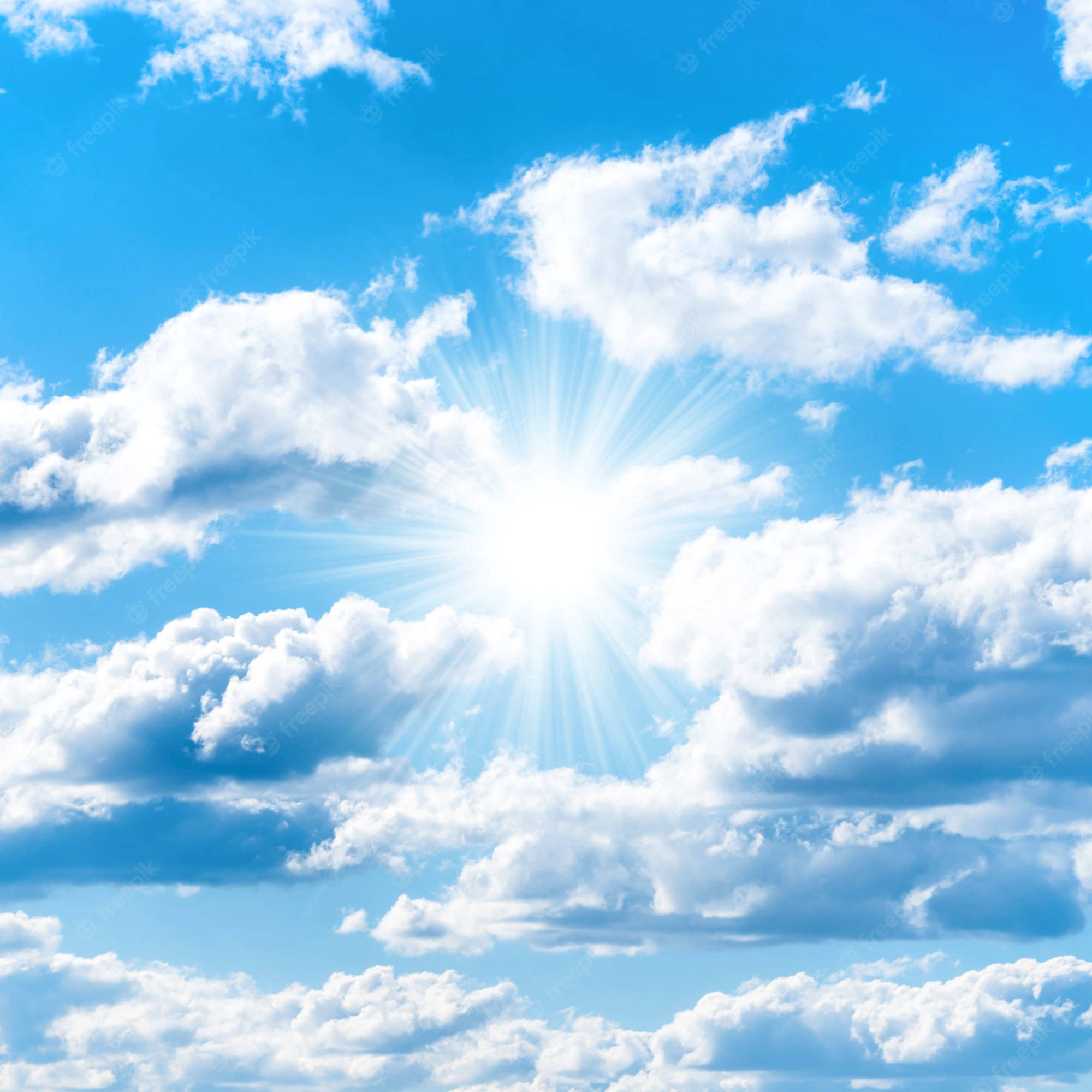 Funeral Clouds, sunburst, fluffy white clouds, Full HD Desktop Wallpaper
