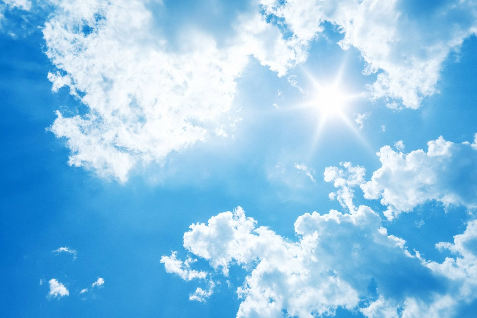 Sunny Funeral Clouds, fluffy white clouds, vivid blue sky, Full HD Desktop Wallpaper