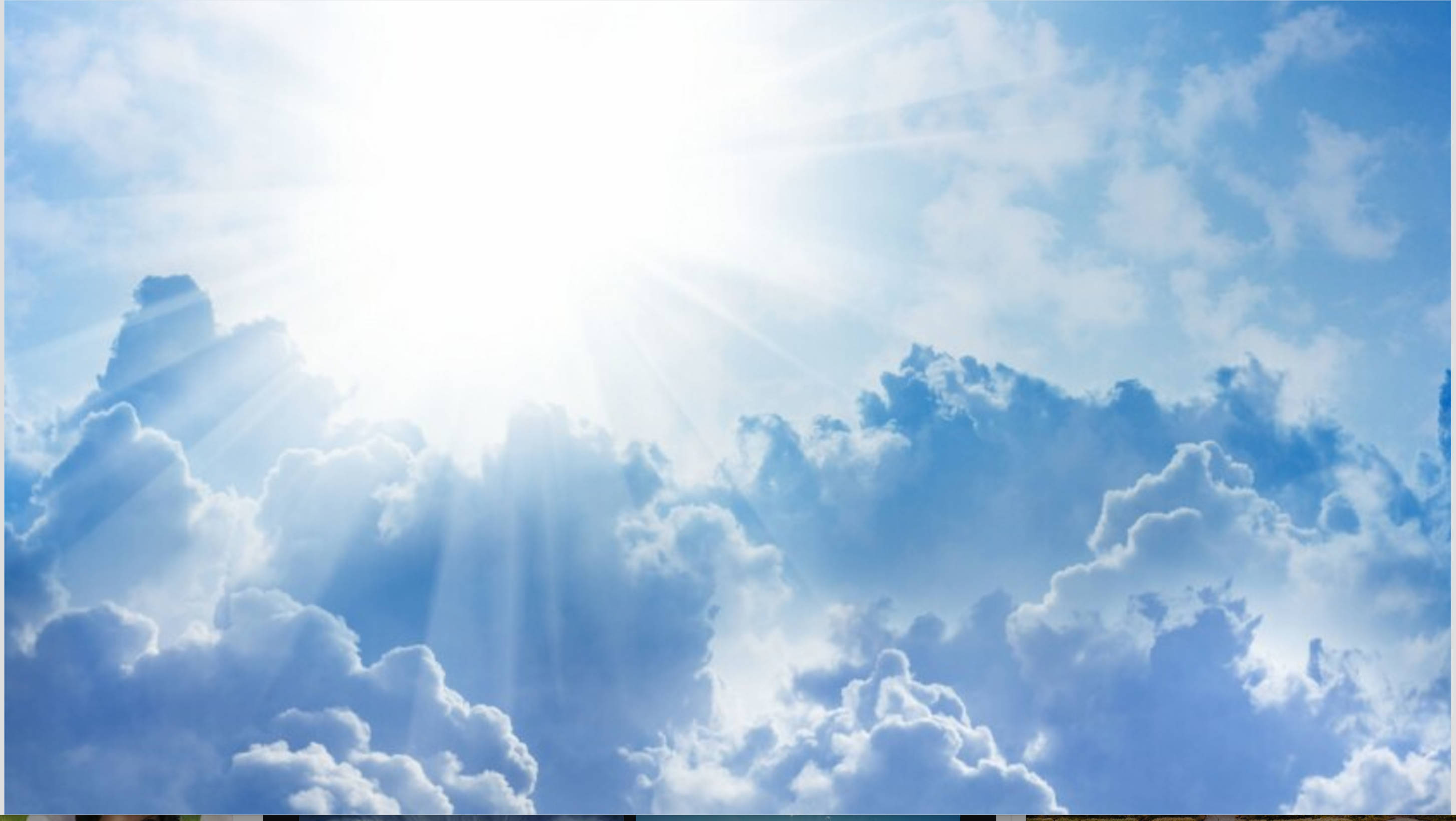 Funeral Clouds, bright sunrays, fluffy white clouds, 2K Desktop Wallpaper