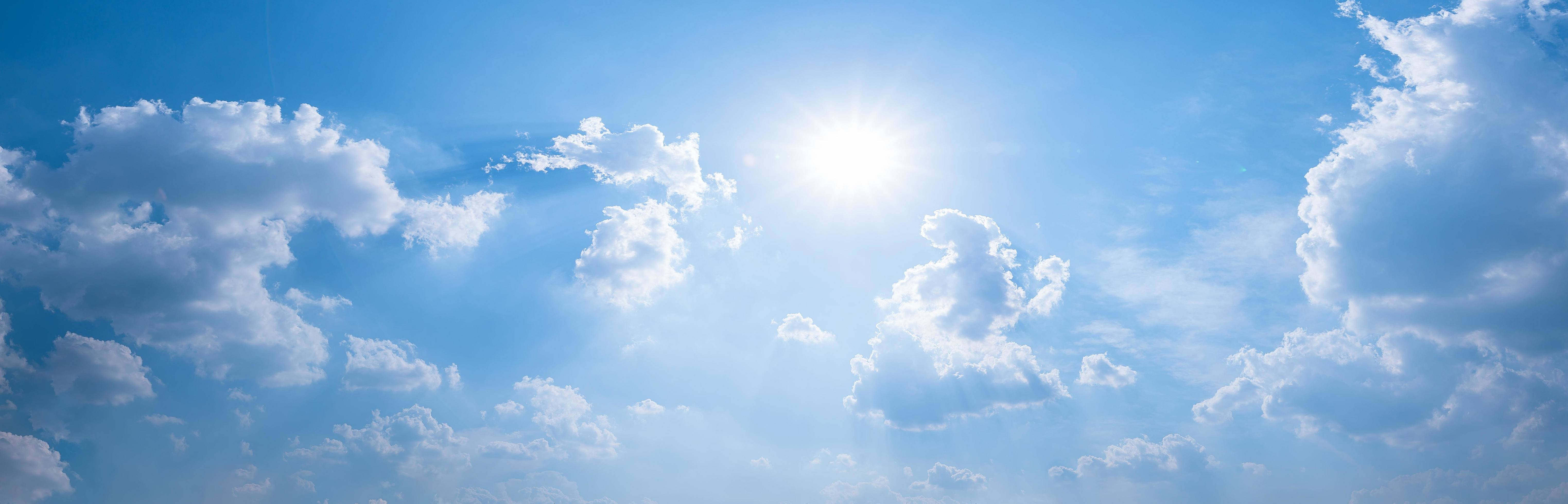 Funeral Clouds, fluffy white clouds, vivid blue sky, 5K Desktop Wallpaper