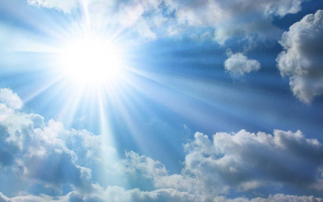 Funeral Clouds, sunburst, fluffy white clouds, HD Desktop Wallpaper