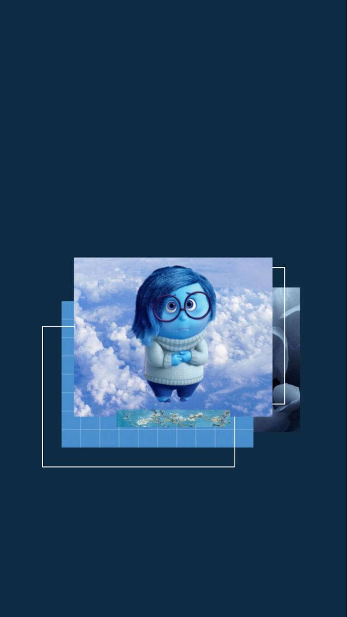 blue animated character, glasses, fluffy white clouds, SD Phone Wallpaper