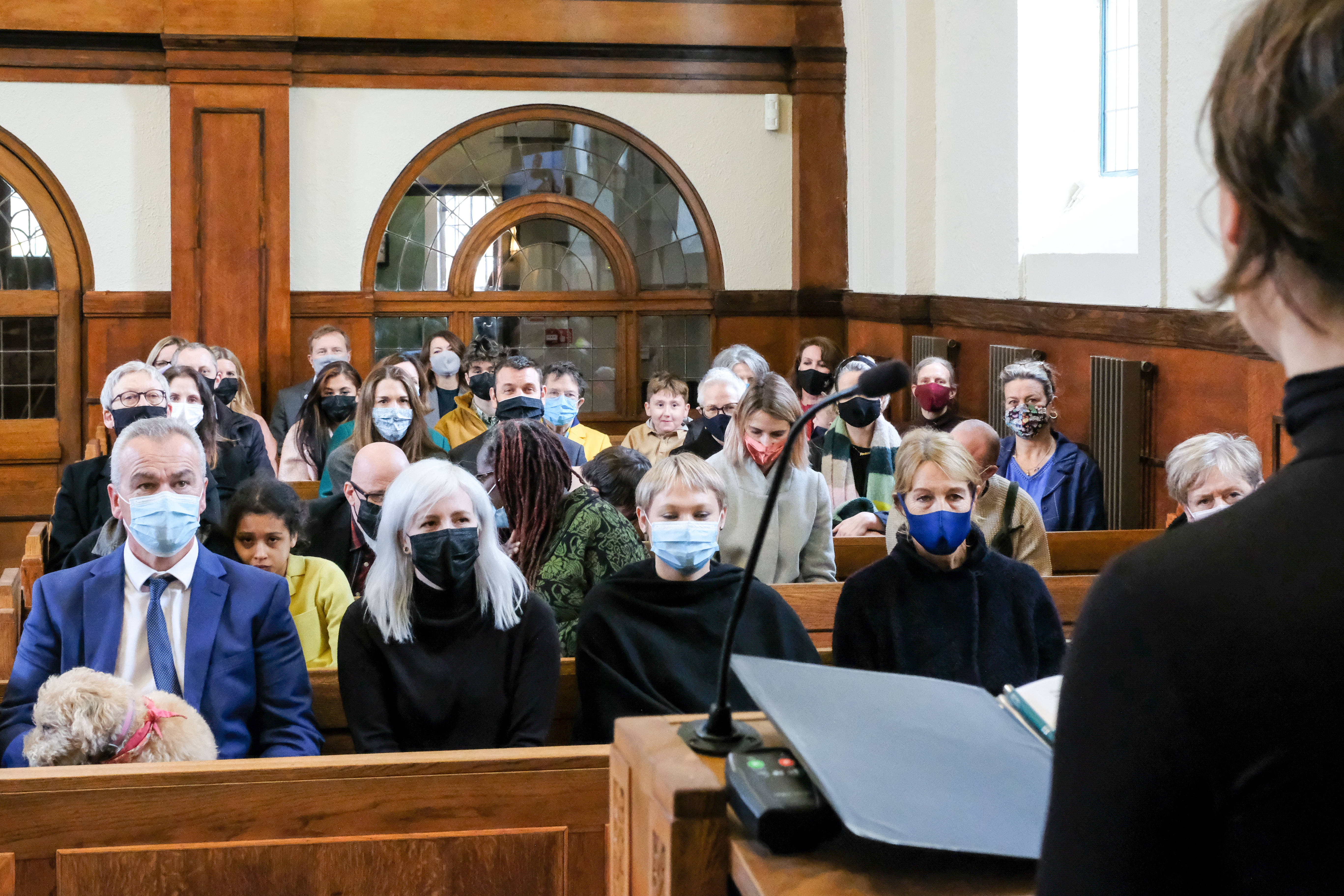 Covid Funeral, face masks, wooden pews, 5K Desktop Wallpaper