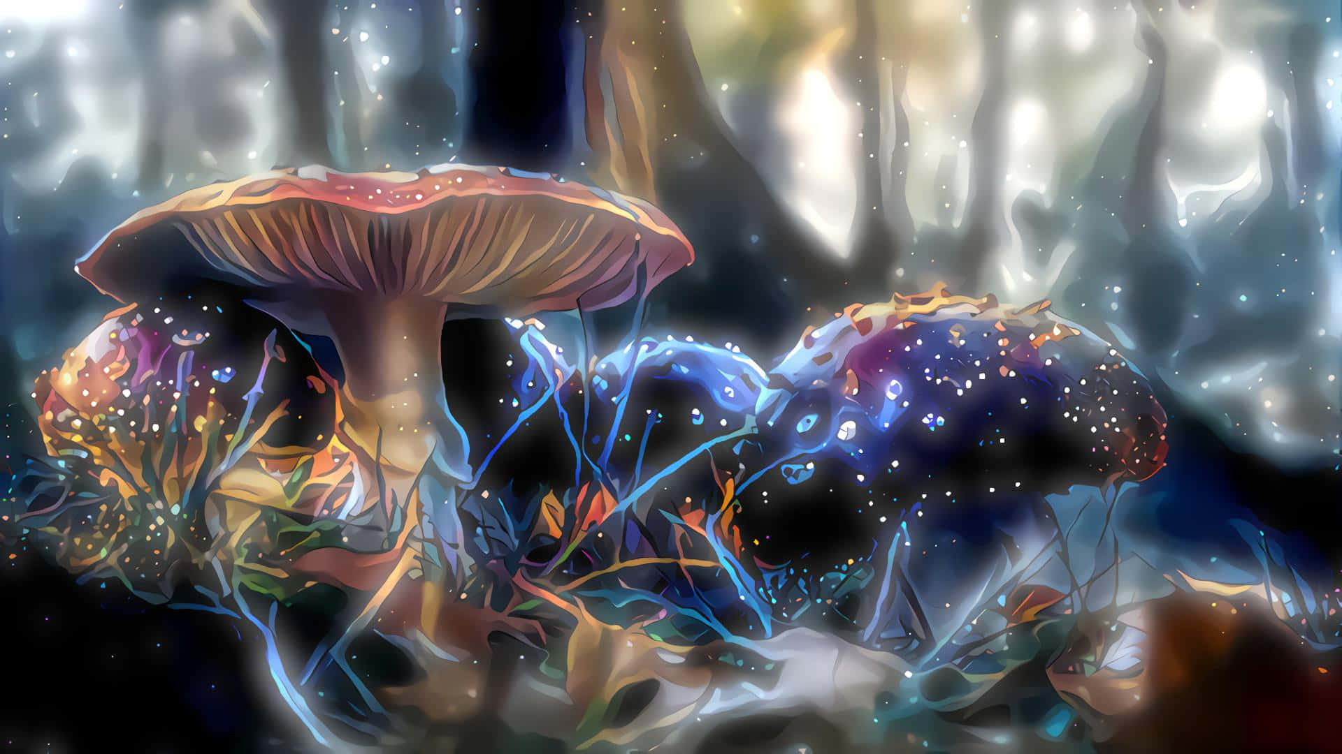 glowing cap, cosmic patterns, starry halos, Full HD Desktop Wallpaper