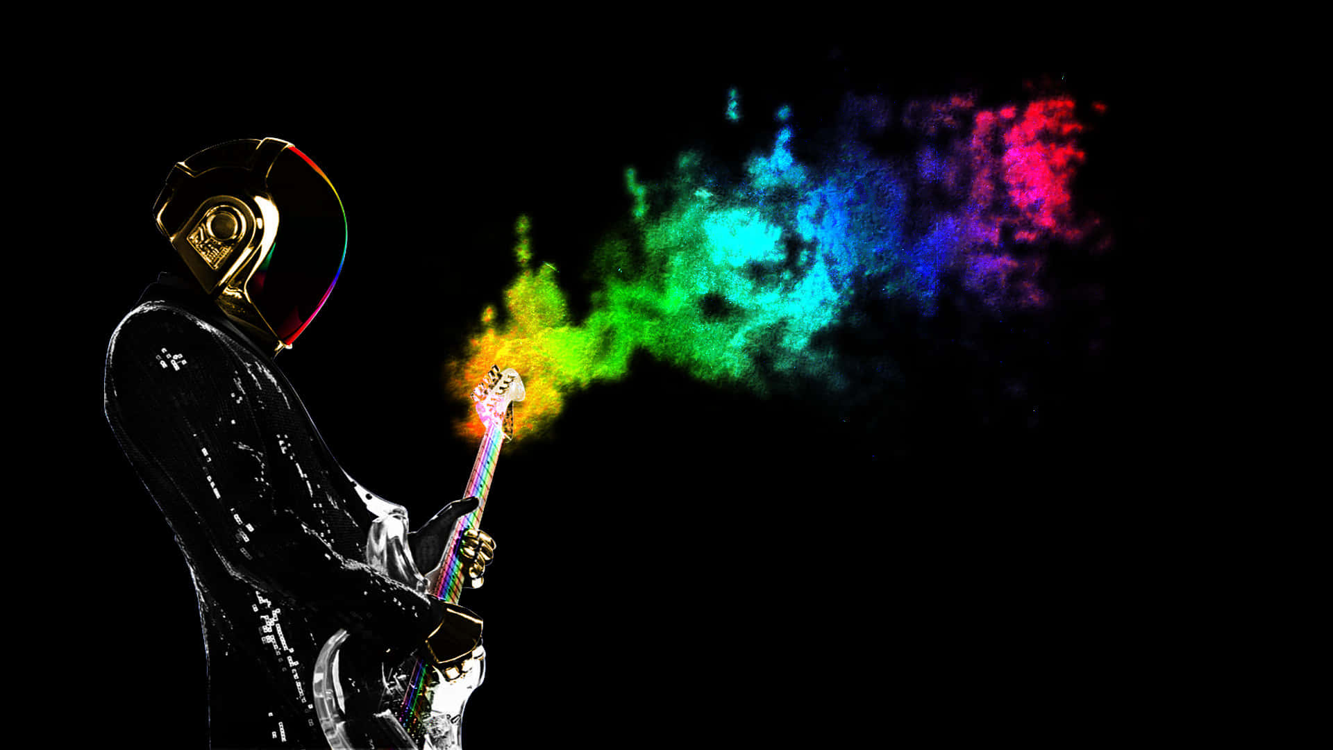 Funk, shiny black suit, guitar, Full HD Desktop Wallpaper