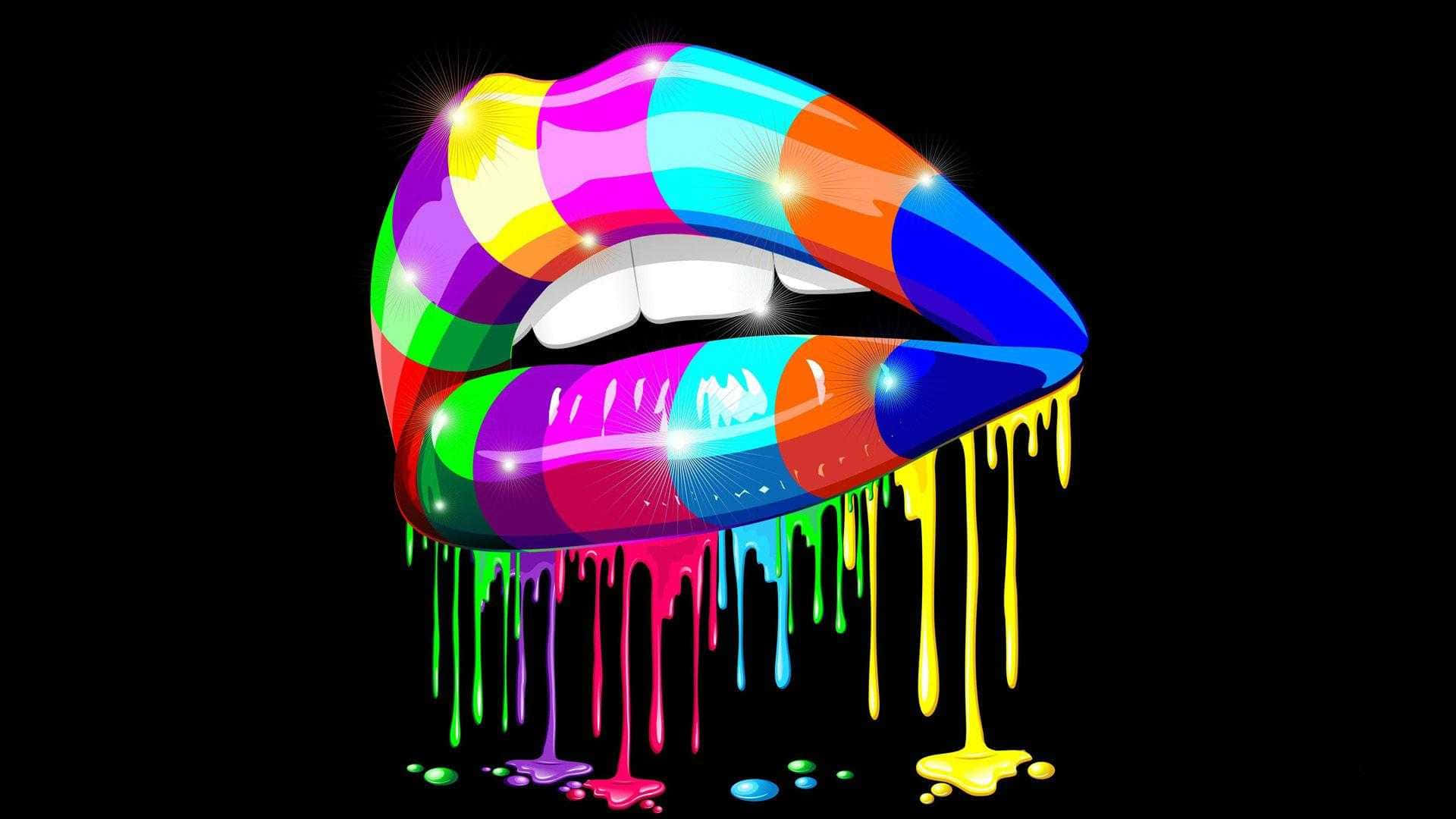 funk, rainbow lips, glossy paint, Full HD Desktop Wallpaper