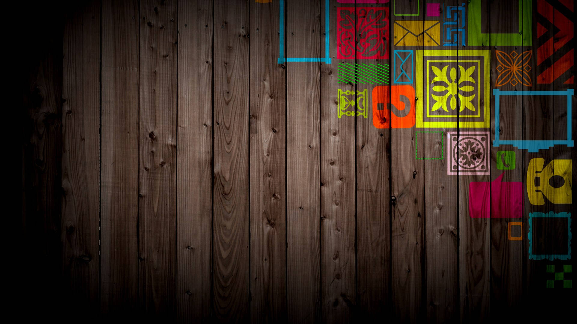funky, colored wood panels, dark wooden planks, Full HD Desktop Wallpaper