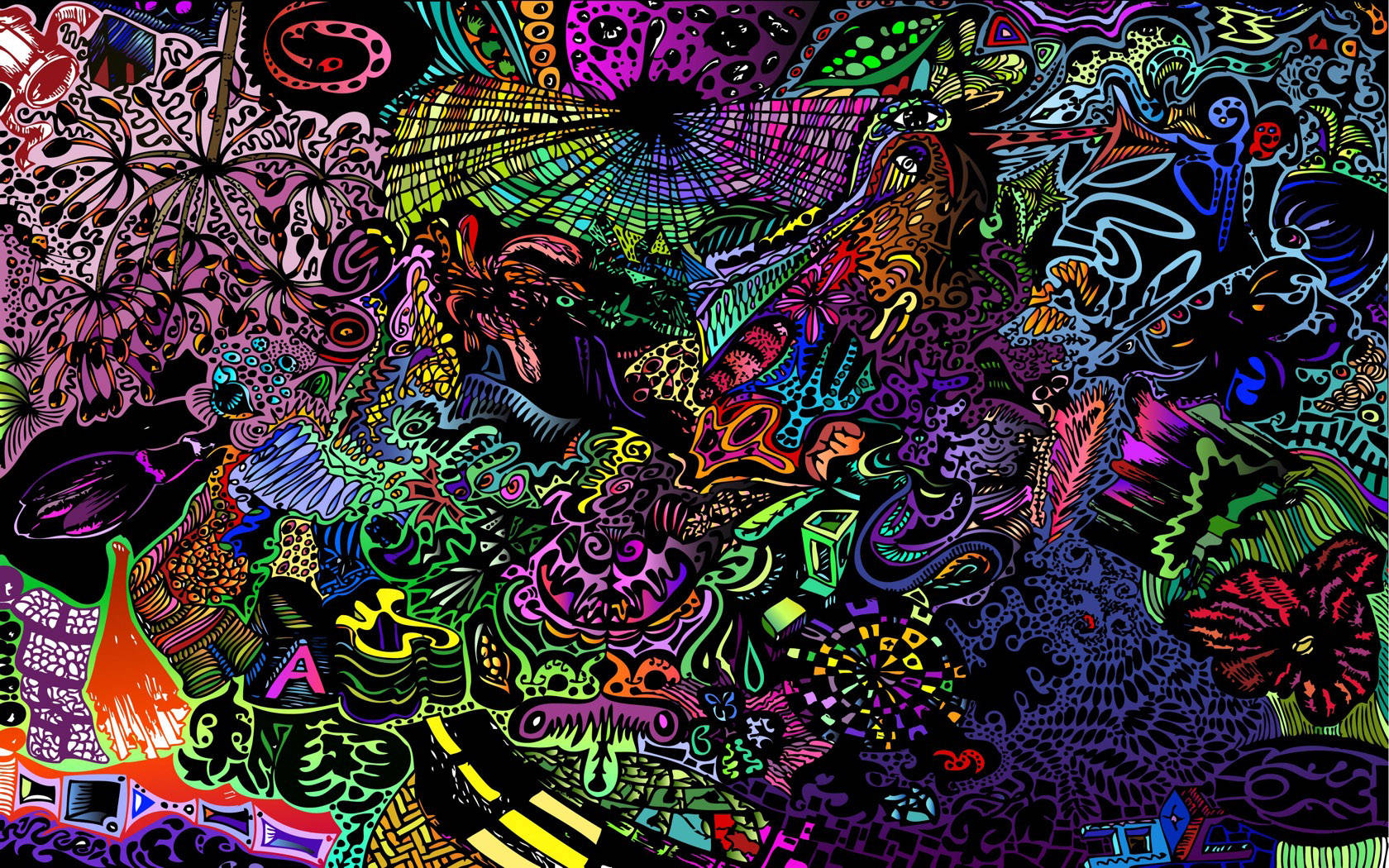 psychedelic pattern, swirling organic shapes, bold neon colors, HD Desktop Wallpaper