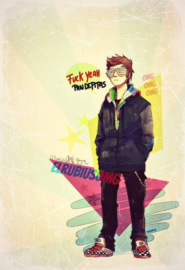 elrubiusomg, anime boy, sunglasses, SD Phone Wallpaper
