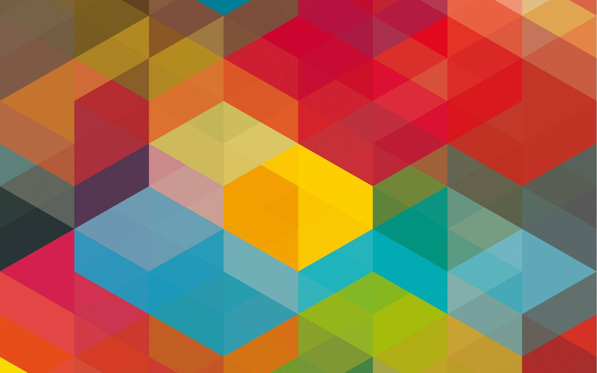 funky abstract cubism art, vibrant geometric pattern, colorful overlapping hexagons, Full HD Desktop Wallpaper