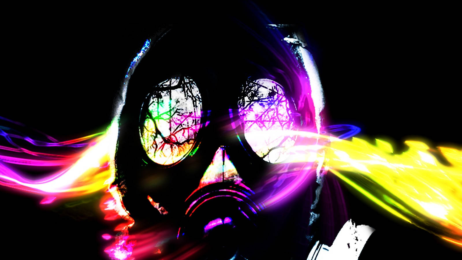funky, black skull, gas mask, HD Desktop Wallpaper