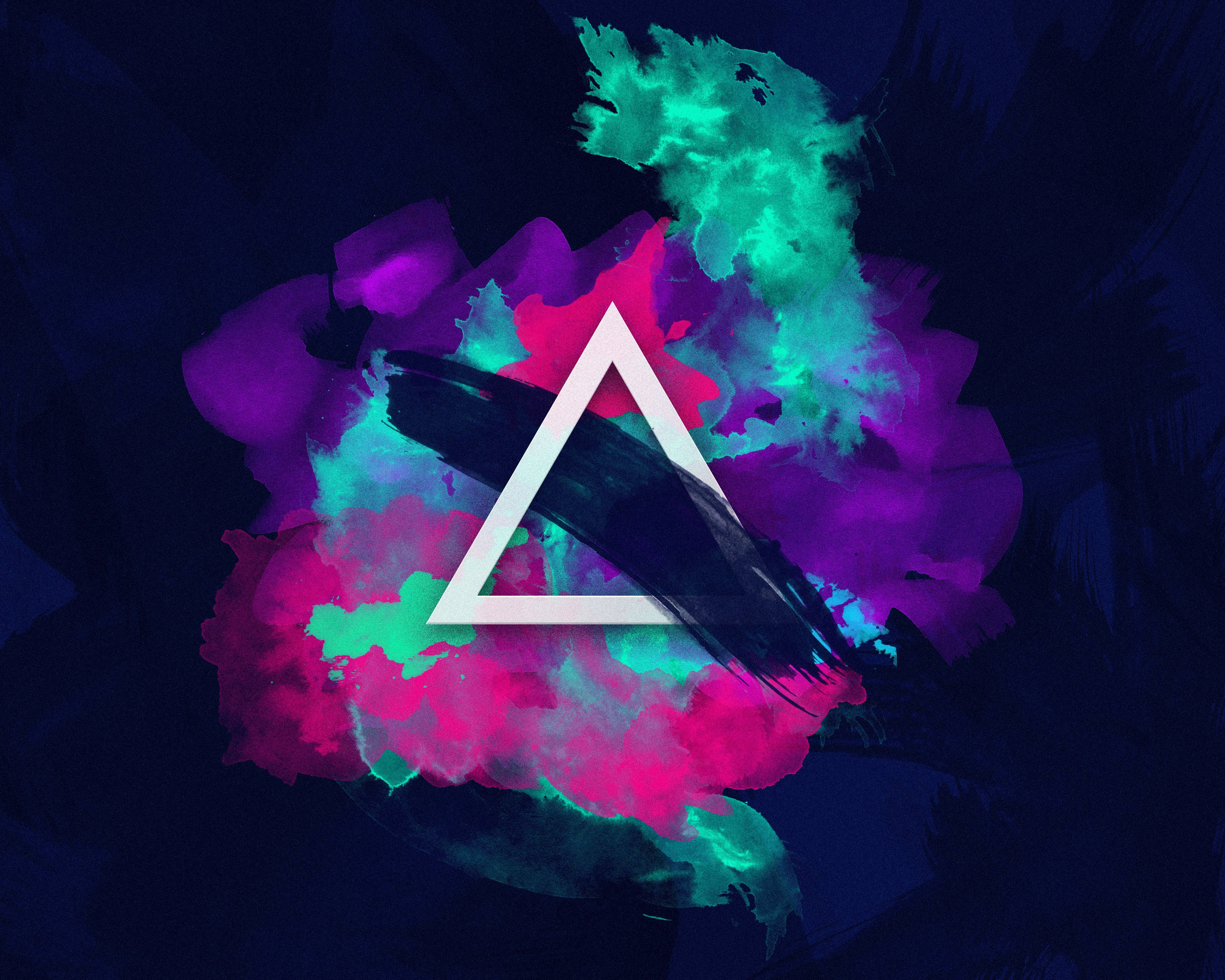 neon paint splashes, magenta, teal, 2K Desktop Wallpaper