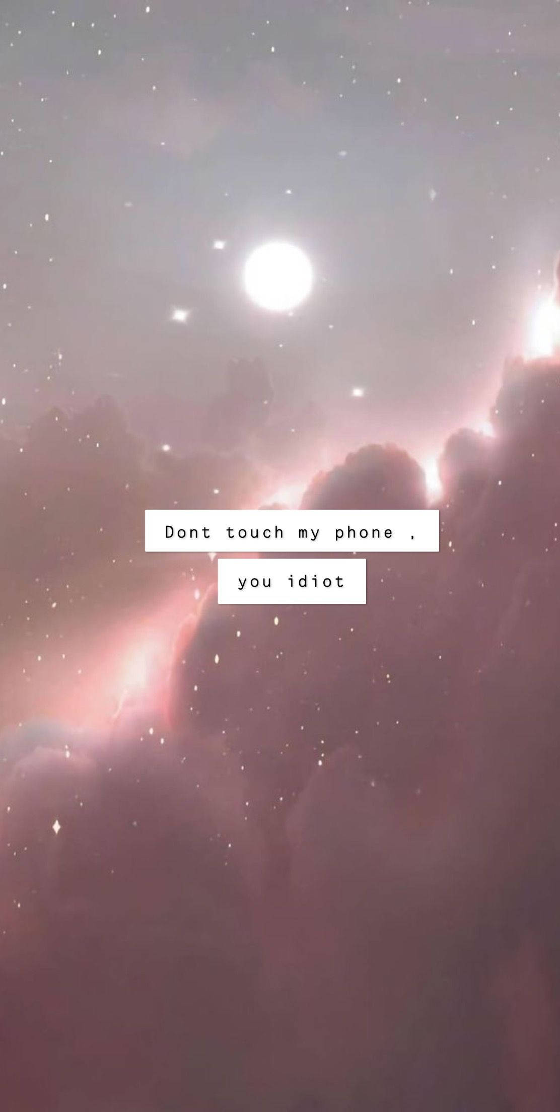 pink and purple nebula, bright sun, floating text, Full HD Phone Wallpaper