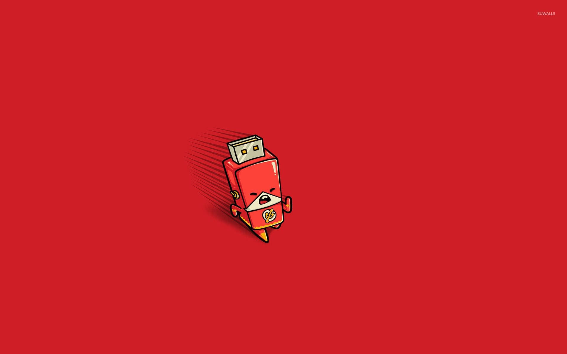 funny aesthetic, cartoon USB drive, face, Full HD Desktop Wallpaper