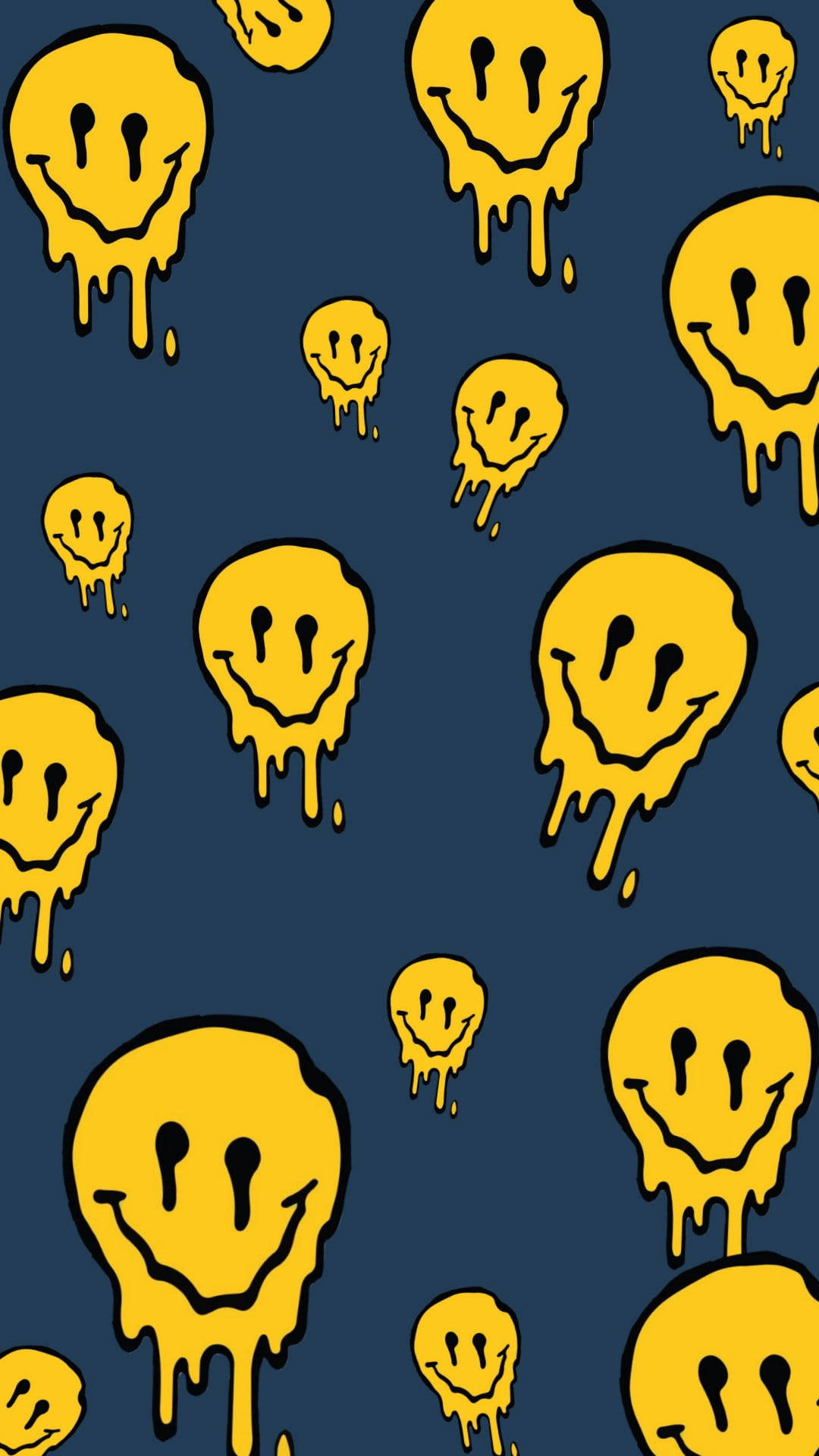 Funny Aesthetic, melting smiley, yellow dripping, Full HD Phone Wallpaper