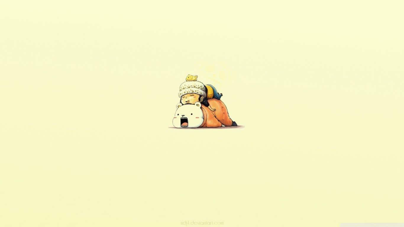 cartoon bear, knit hat, backpack, HD Desktop Wallpaper