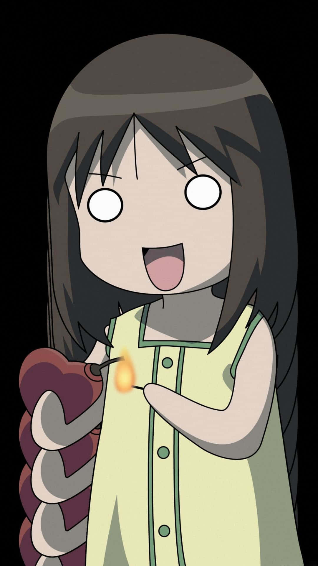 funny anime pfp bomb, anime girl, dark hair, Full HD Phone Wallpaper