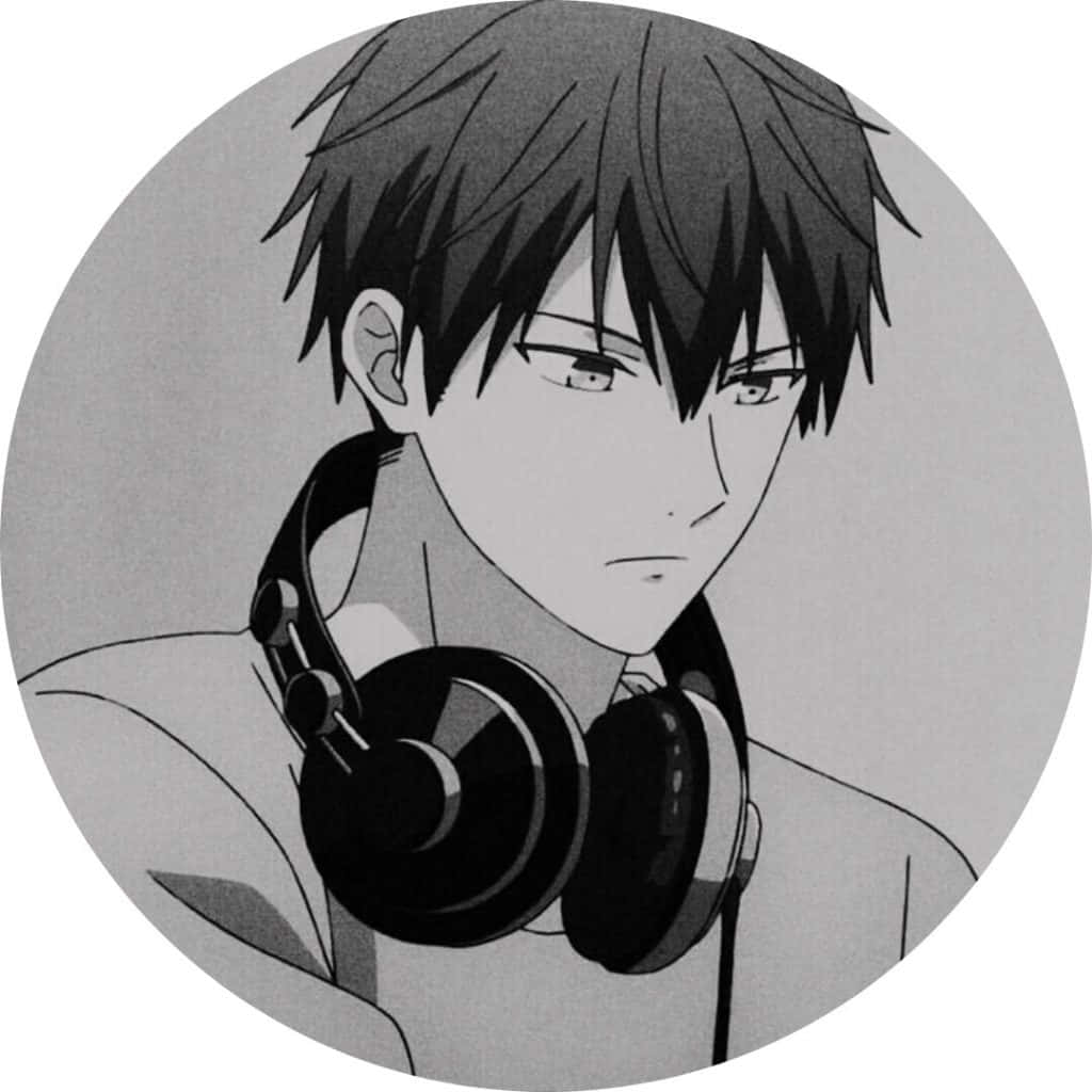 black anime pfp, headphones, spiky hair, SD Desktop Wallpaper