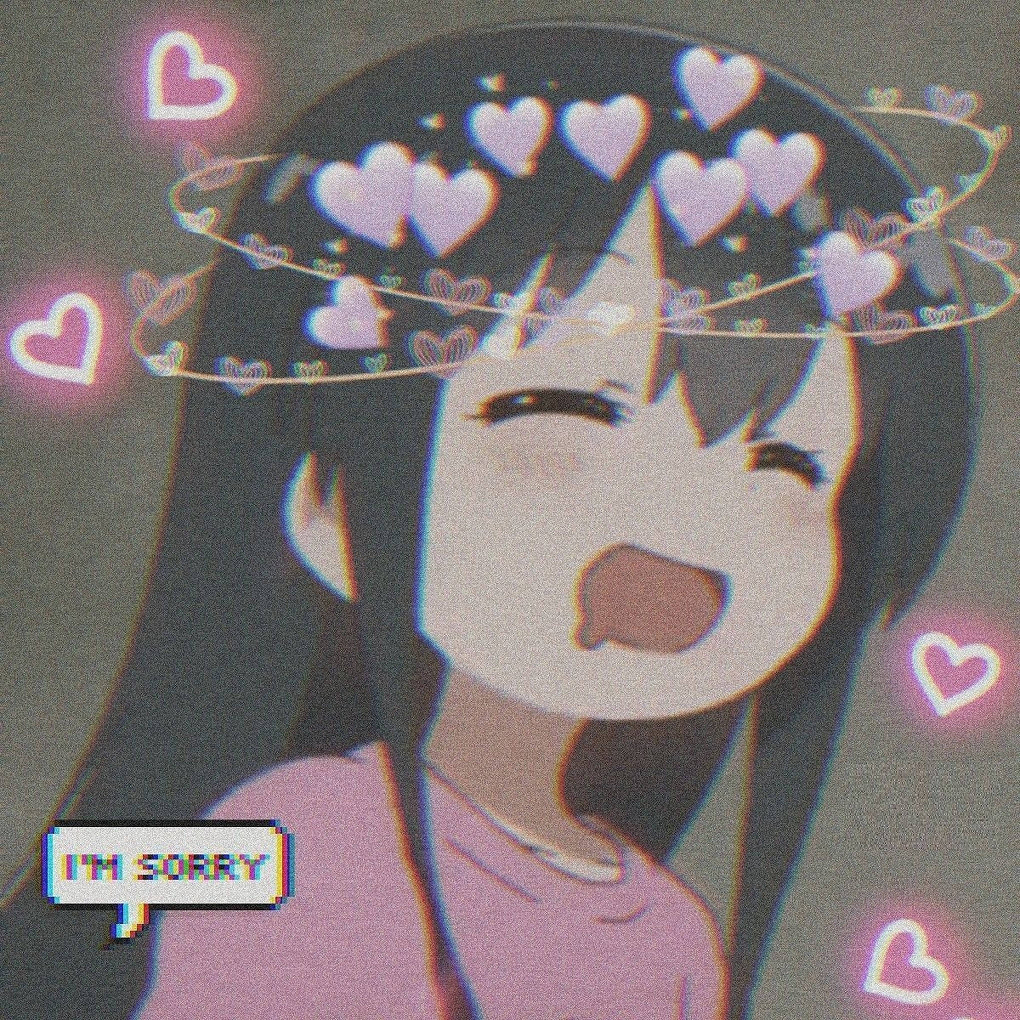 Drooling Girl Anime PFP, cheerful anime girl, dark hair, Full HD Desktop Wallpaper