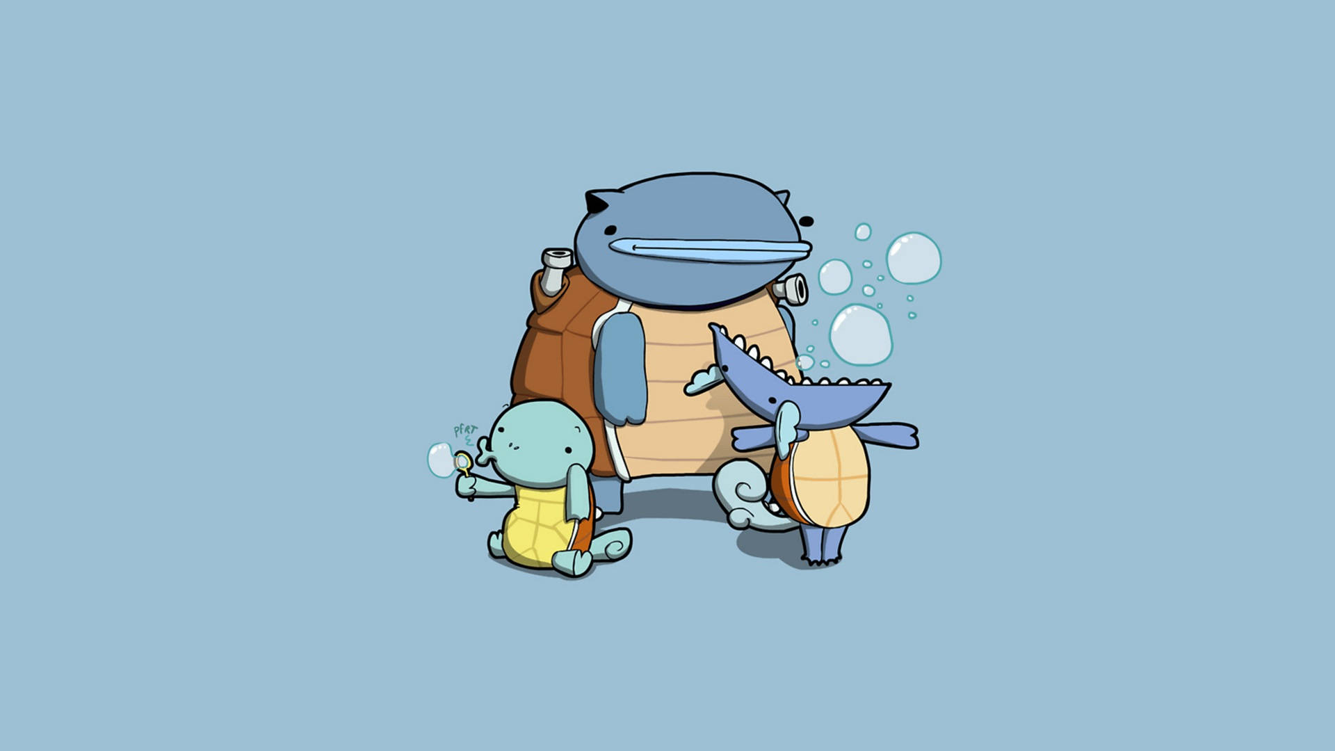 Funny Anime, three turtle pokemon, cute cartoon turtles, Full HD Desktop Wallpaper