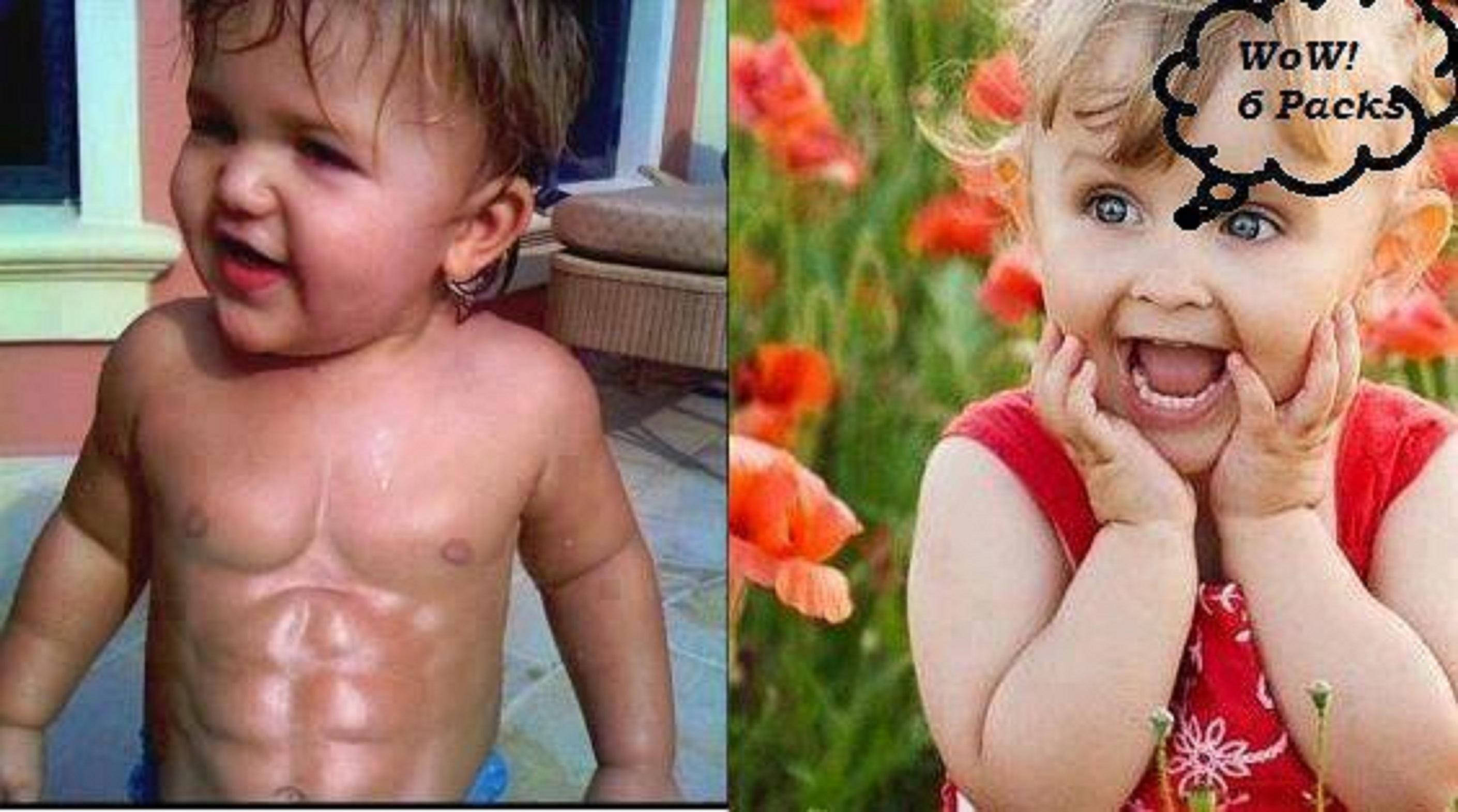 Funny Baby, six pack abs, shirtless, 2K Desktop Wallpaper