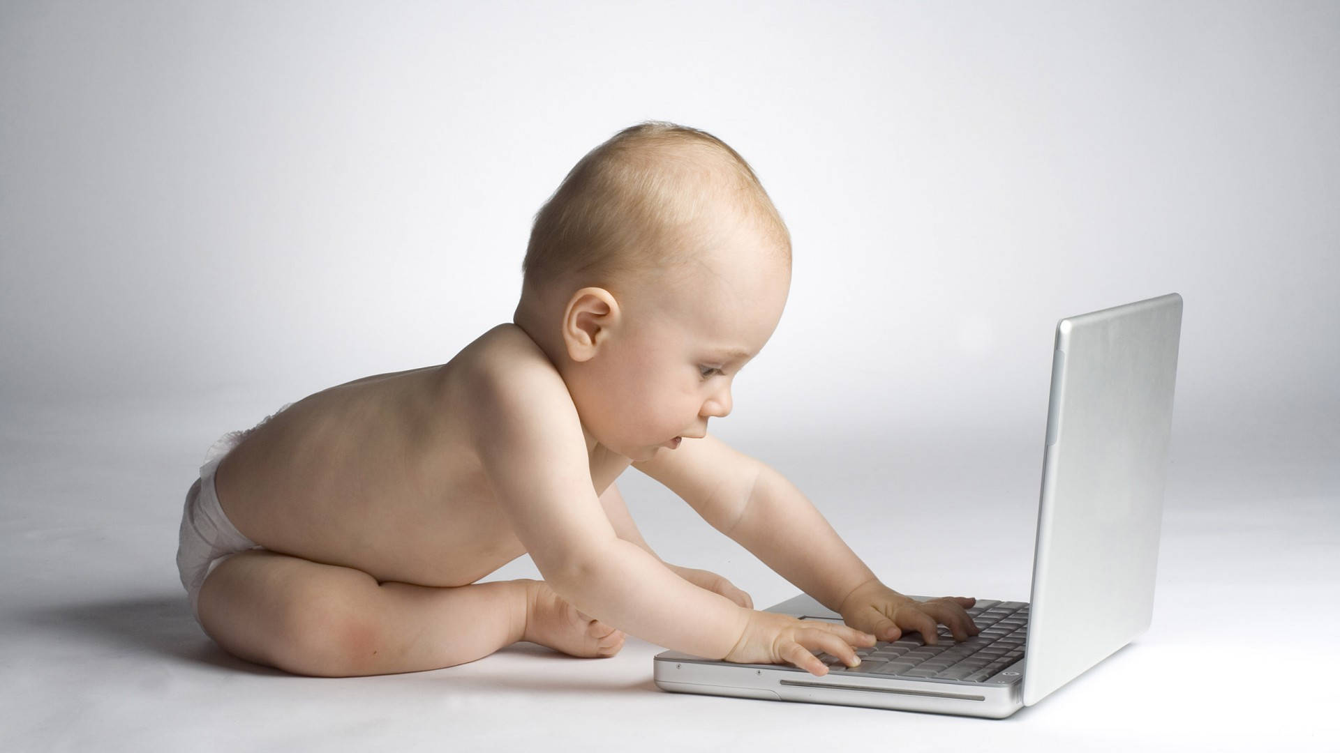 Funny Baby, laptop, silver, Full HD Desktop Wallpaper