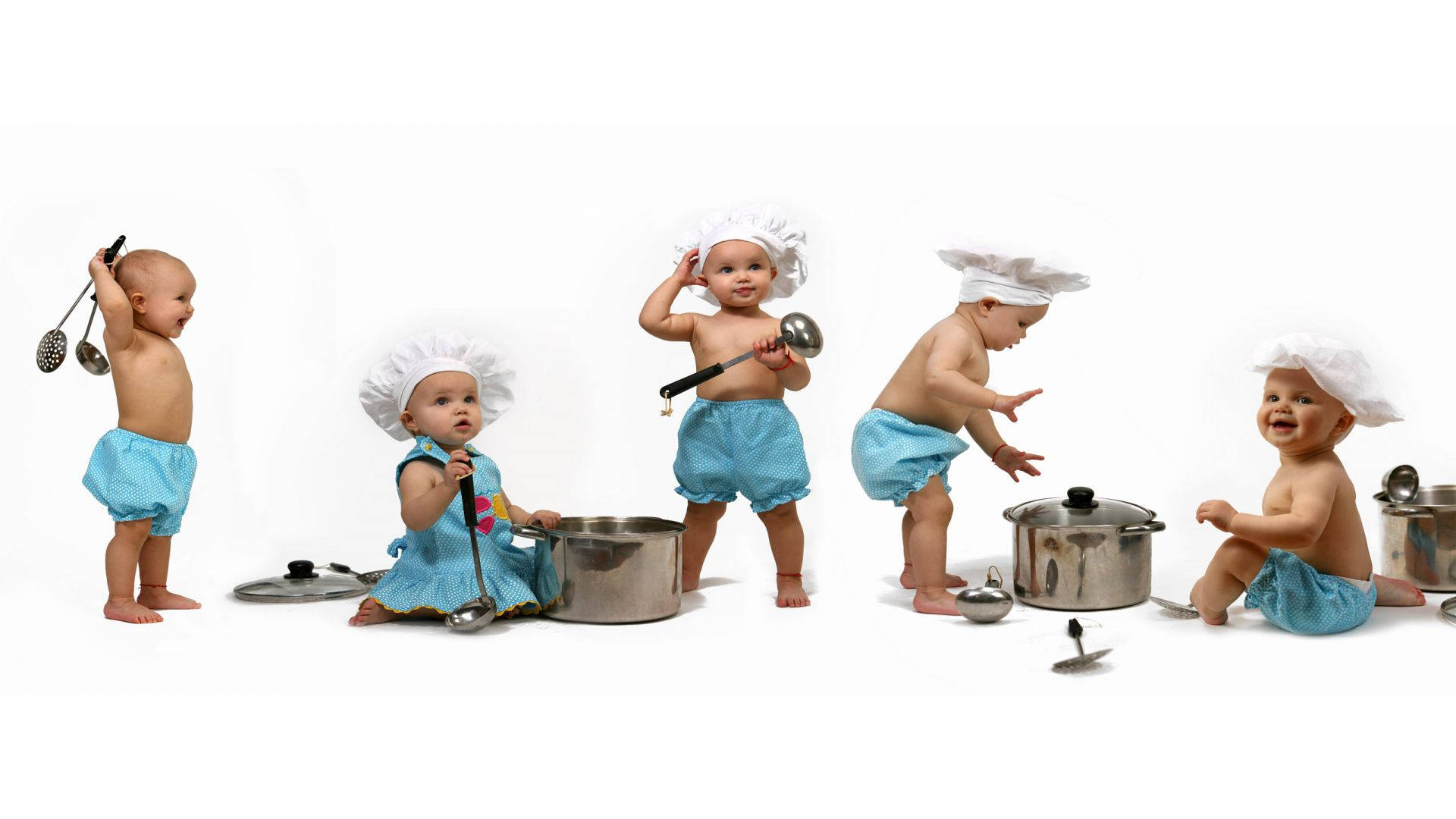 chef hats, blue diaper pants, kitchen pots, Full HD Desktop Wallpaper