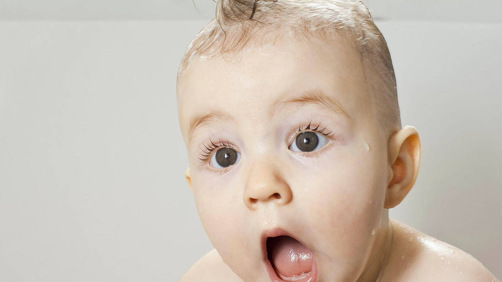 Funny Baby, bath, wet hair, HD Desktop Wallpaper