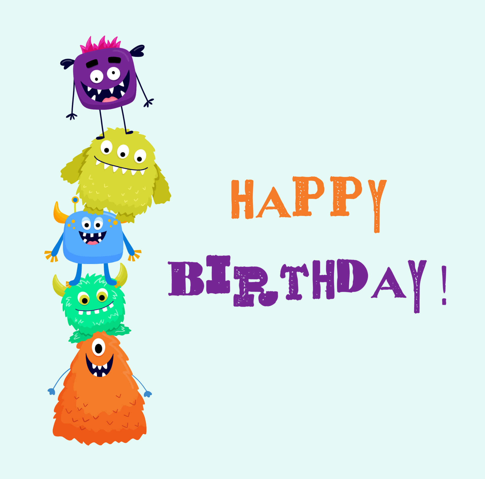 colorful monster, HAPPY BIRTHDAY!, playful fonts, Full HD Desktop Wallpaper