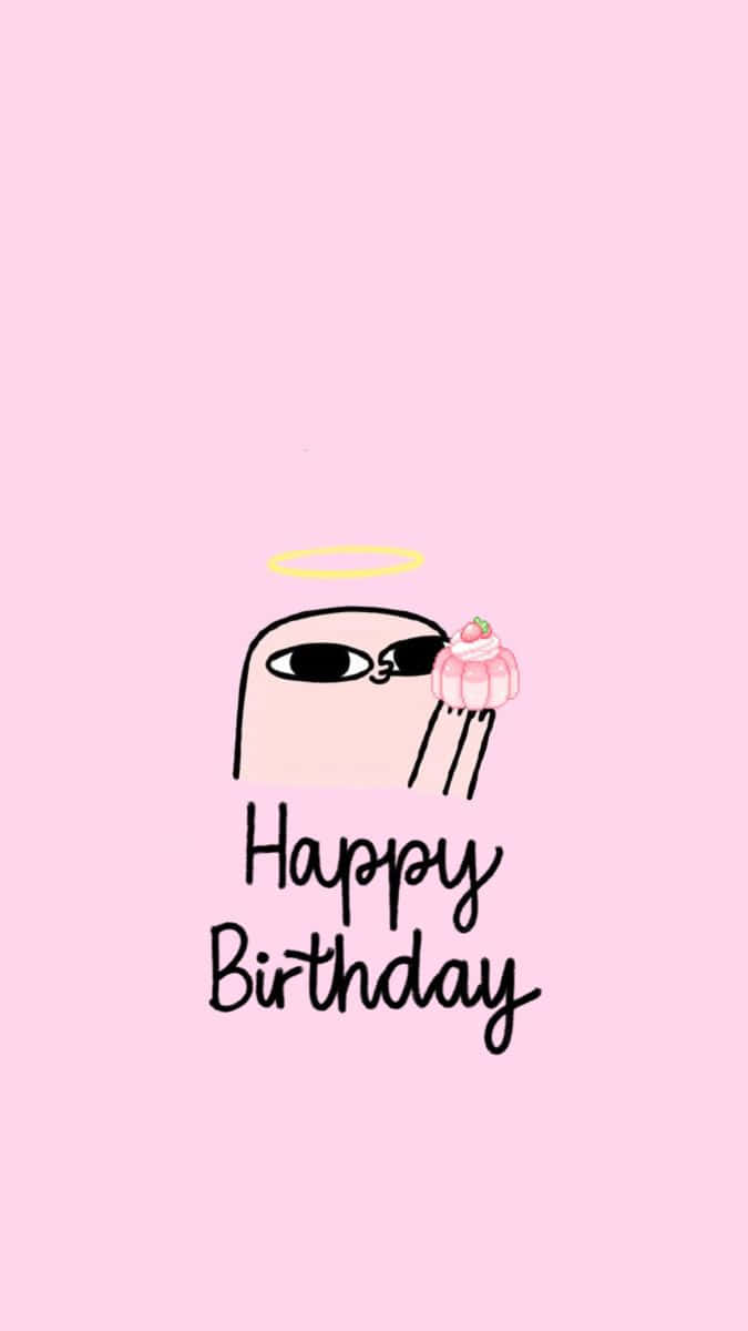 angel, yellow halo, pink cupcake, SD Phone Wallpaper