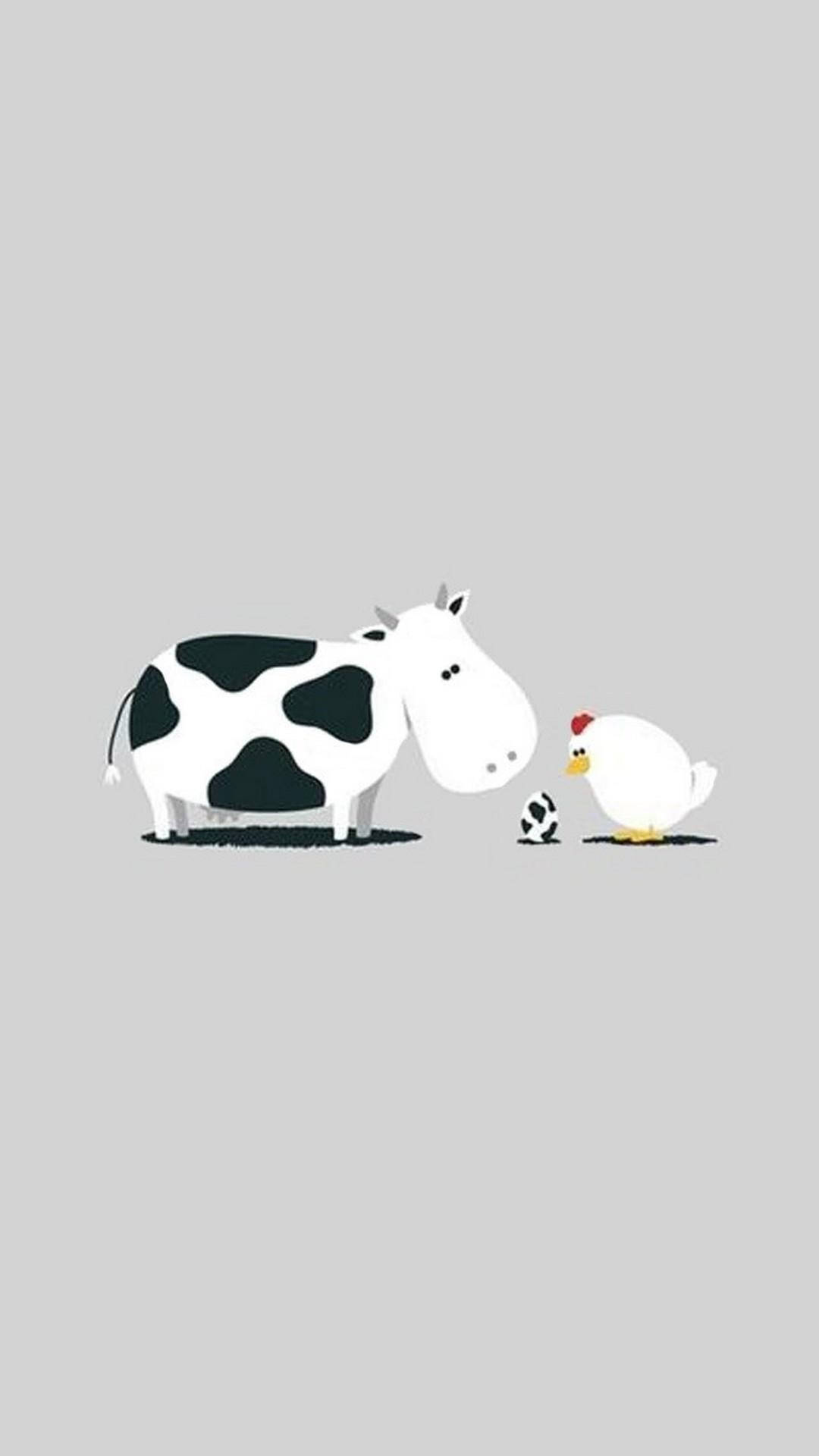 chicken, cow, egg, Full HD Phone Wallpaper