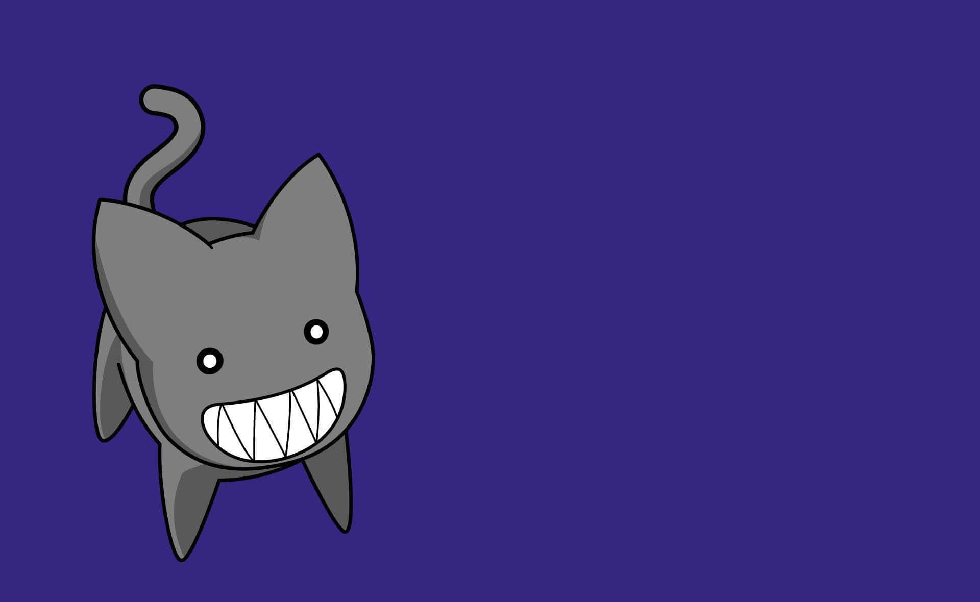 cartoon shark cat, sharp teeth, curved tail, Full HD Desktop Wallpaper