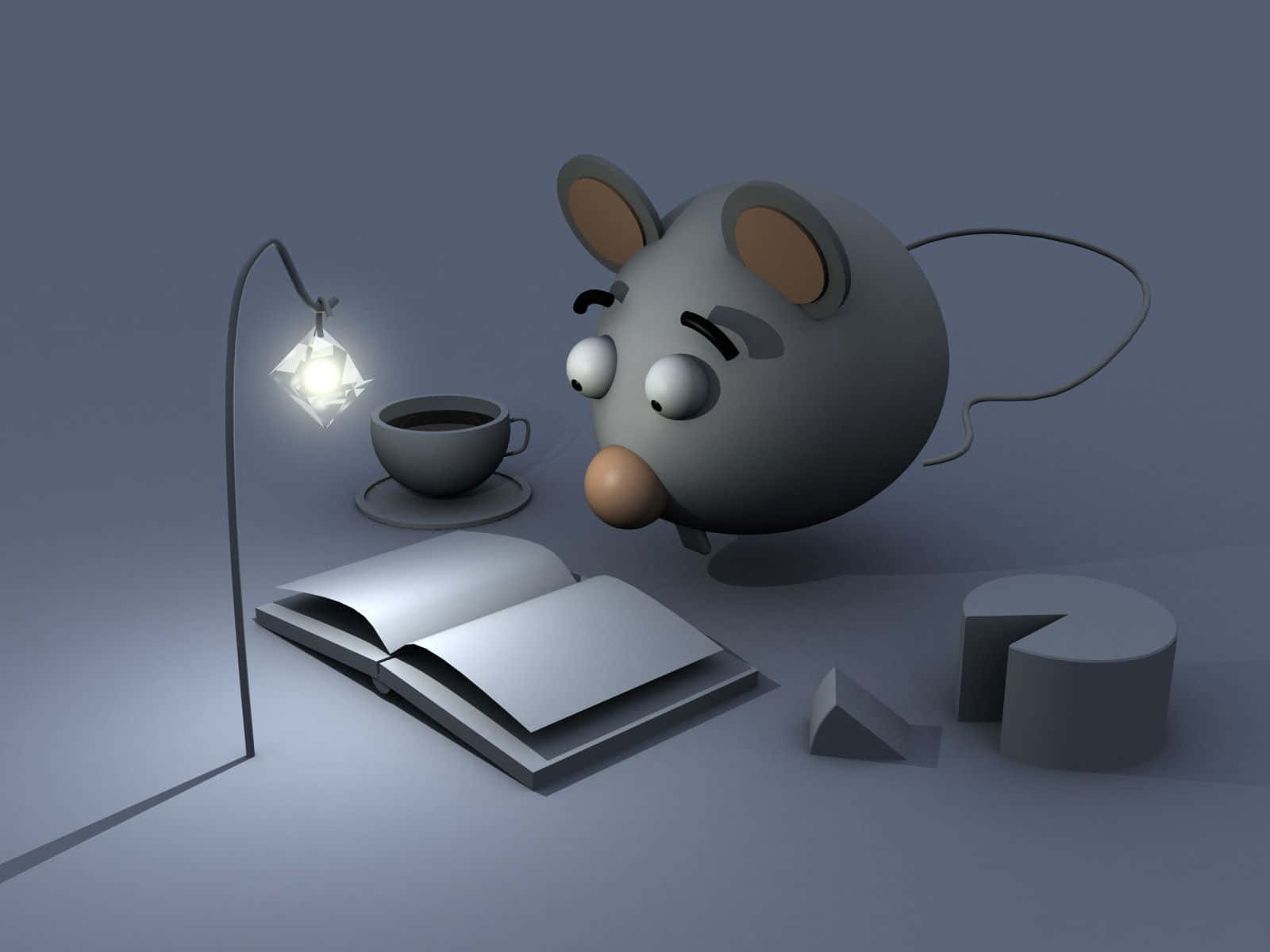 3d-rendered, cartoon mouse, desk lamp, HD Desktop Wallpaper