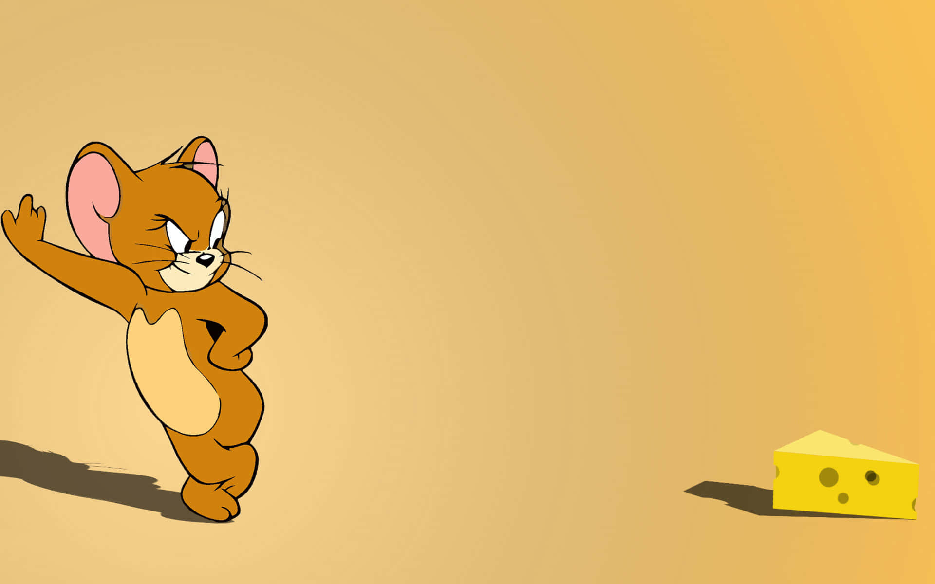 cartoon mouse, wedge of cheese, warm gradient background, Full HD Desktop Wallpaper