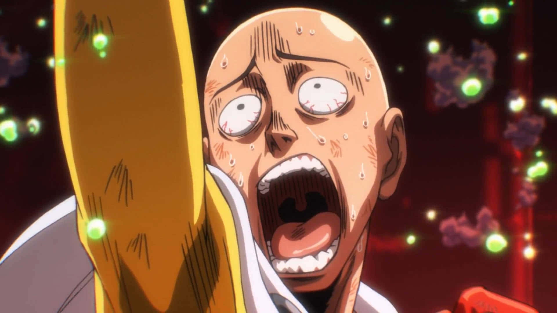 Funny Characters, bald anime character, glowing green orbs, Full HD Desktop Wallpaper