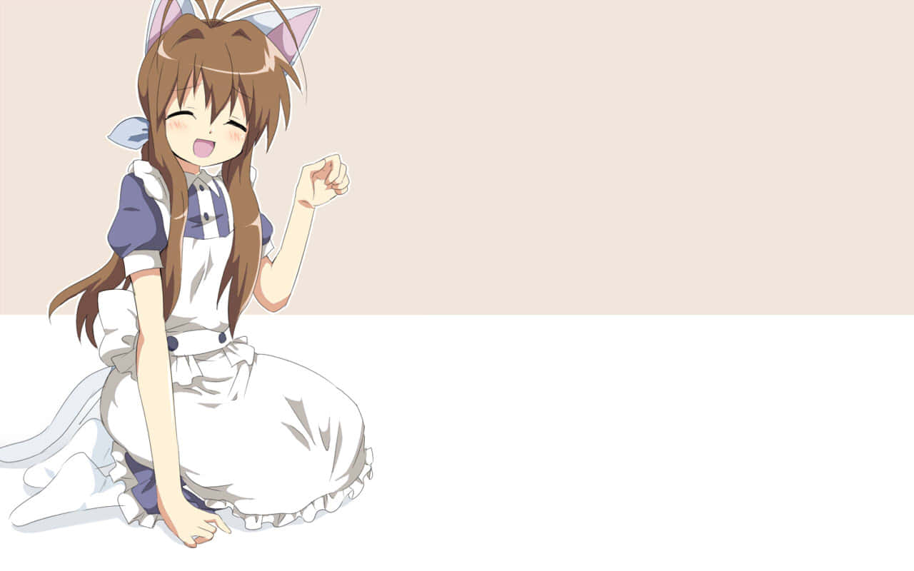 anime girl, cat ears, white maid outfit, HD Desktop Wallpaper