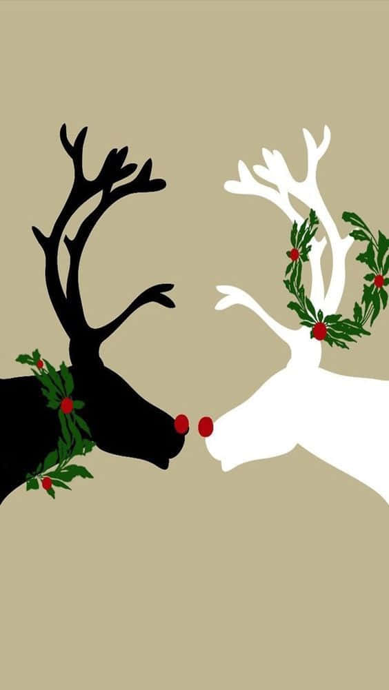 reindeer, black, white, SD Phone Wallpaper