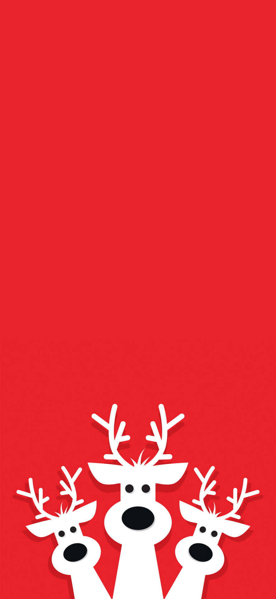 Christmas reindeer, red background, minimalist white reindeer, Full HD Phone Wallpaper