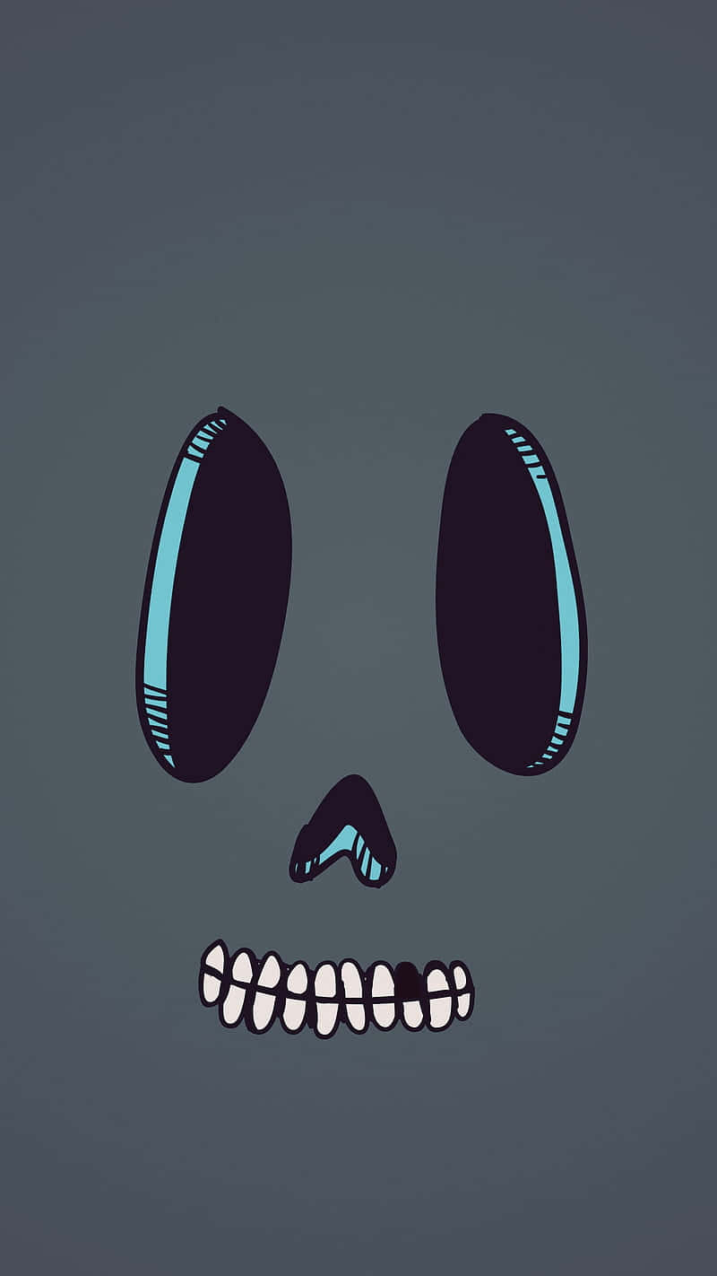 minimalist cartoon skull, glowing blue eyes, teeth, HD Phone Wallpaper