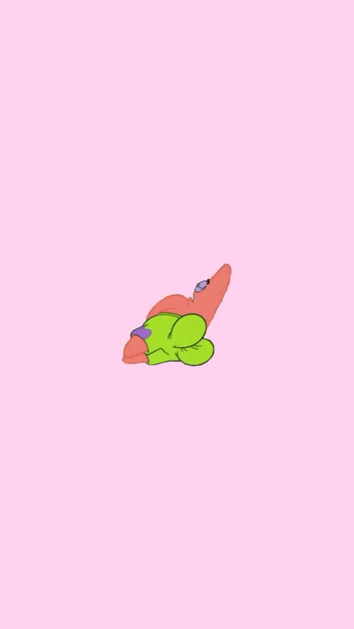 cartoon starfish character, green and pink, light pink background, HD Phone Wallpaper