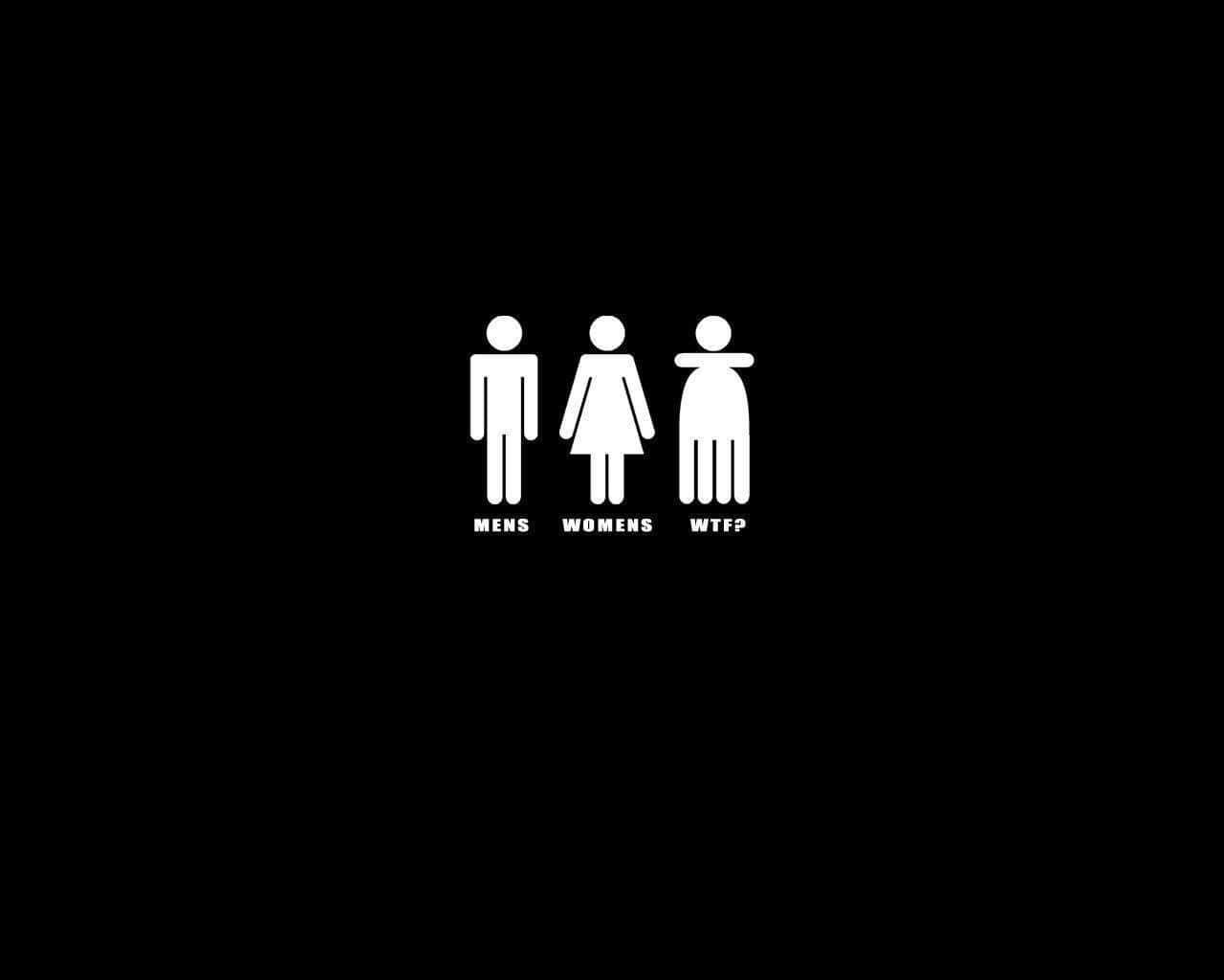 Funny Clean, white restroom icons, black background, HD Desktop Wallpaper