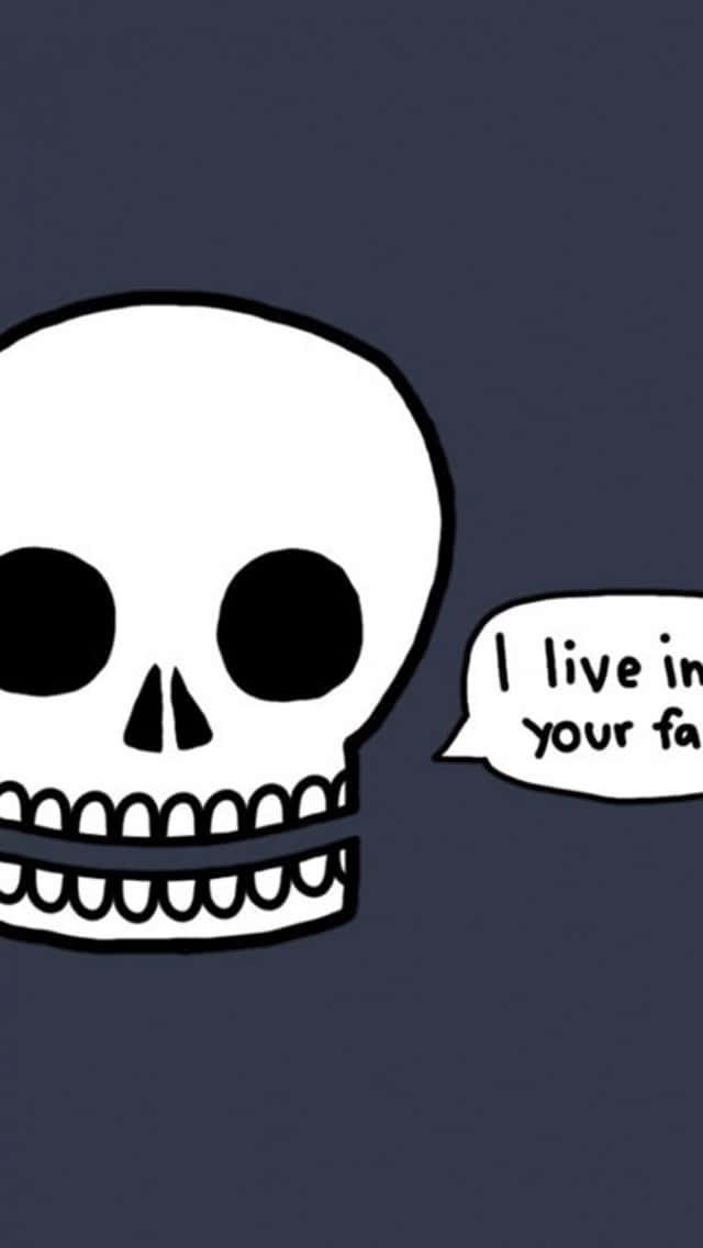 Funny Clean, cartoon skull, speech bubble, SD Phone Wallpaper