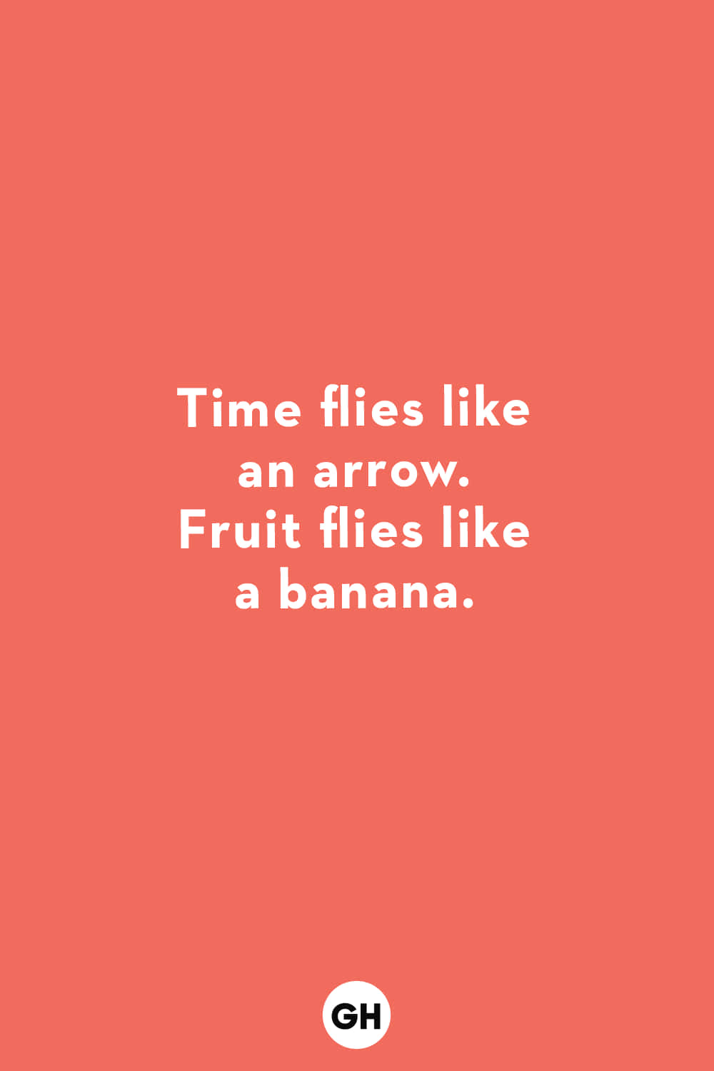 coral, white text, Time flies like an arrow. Fruit flies like a banana., HD Phone Wallpaper