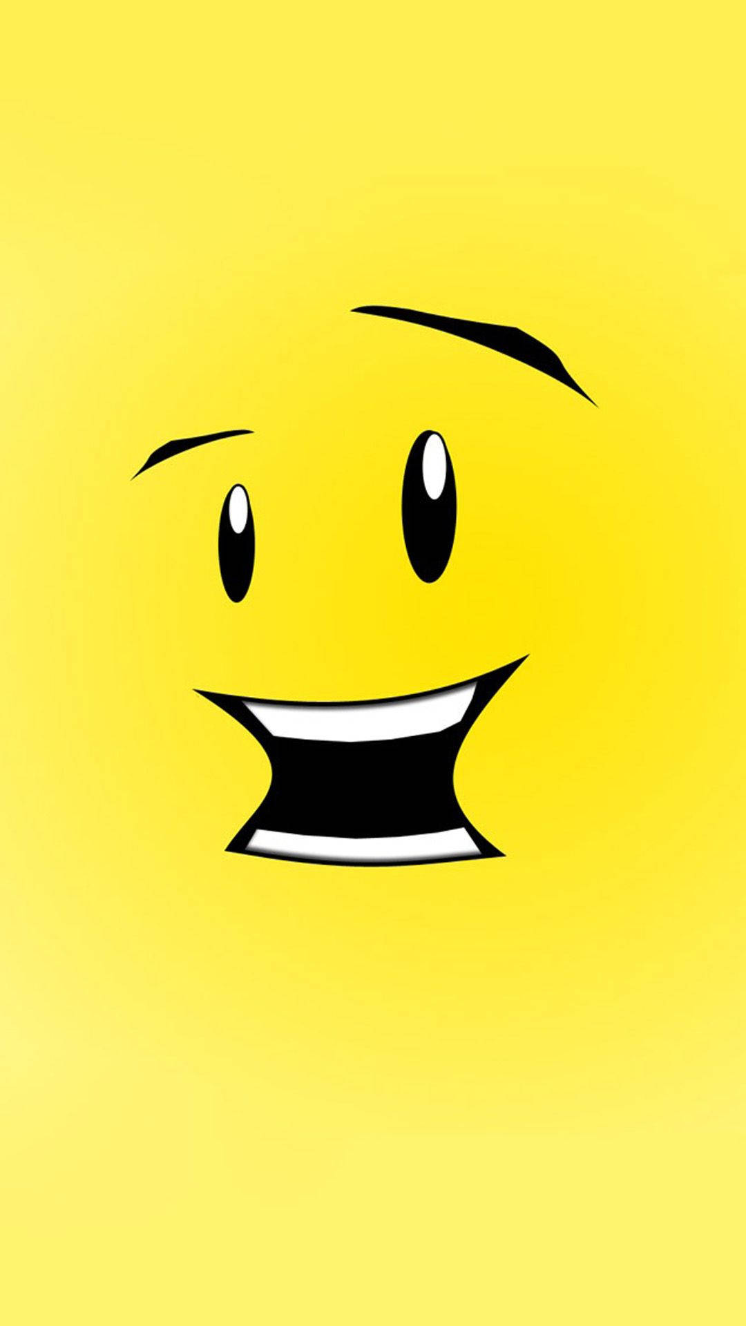 yellow emoji face, wide toothy grin, raised eyebrows, Full HD Phone Wallpaper