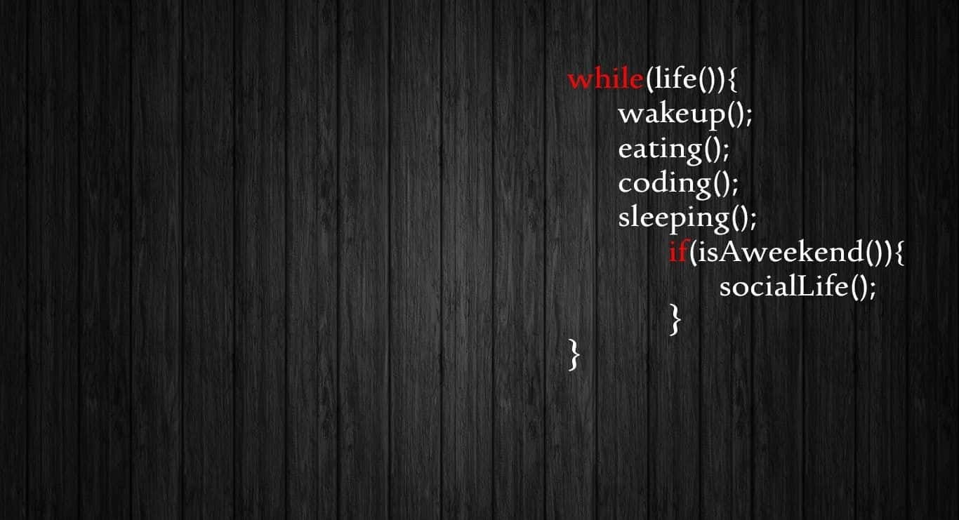 Funny Coding, dark wooden background, white code snippet, HD Desktop Wallpaper