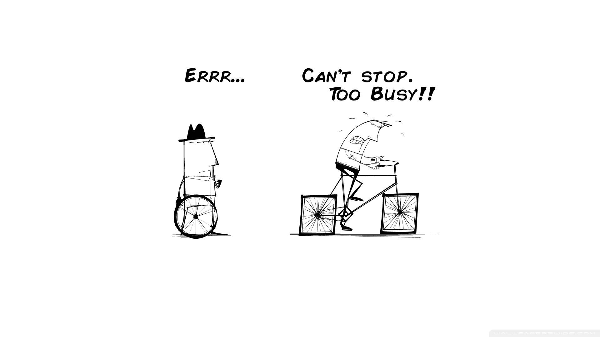 Comic Strip Funny Computer, cartoon figures, bicycles, Full HD Desktop Wallpaper