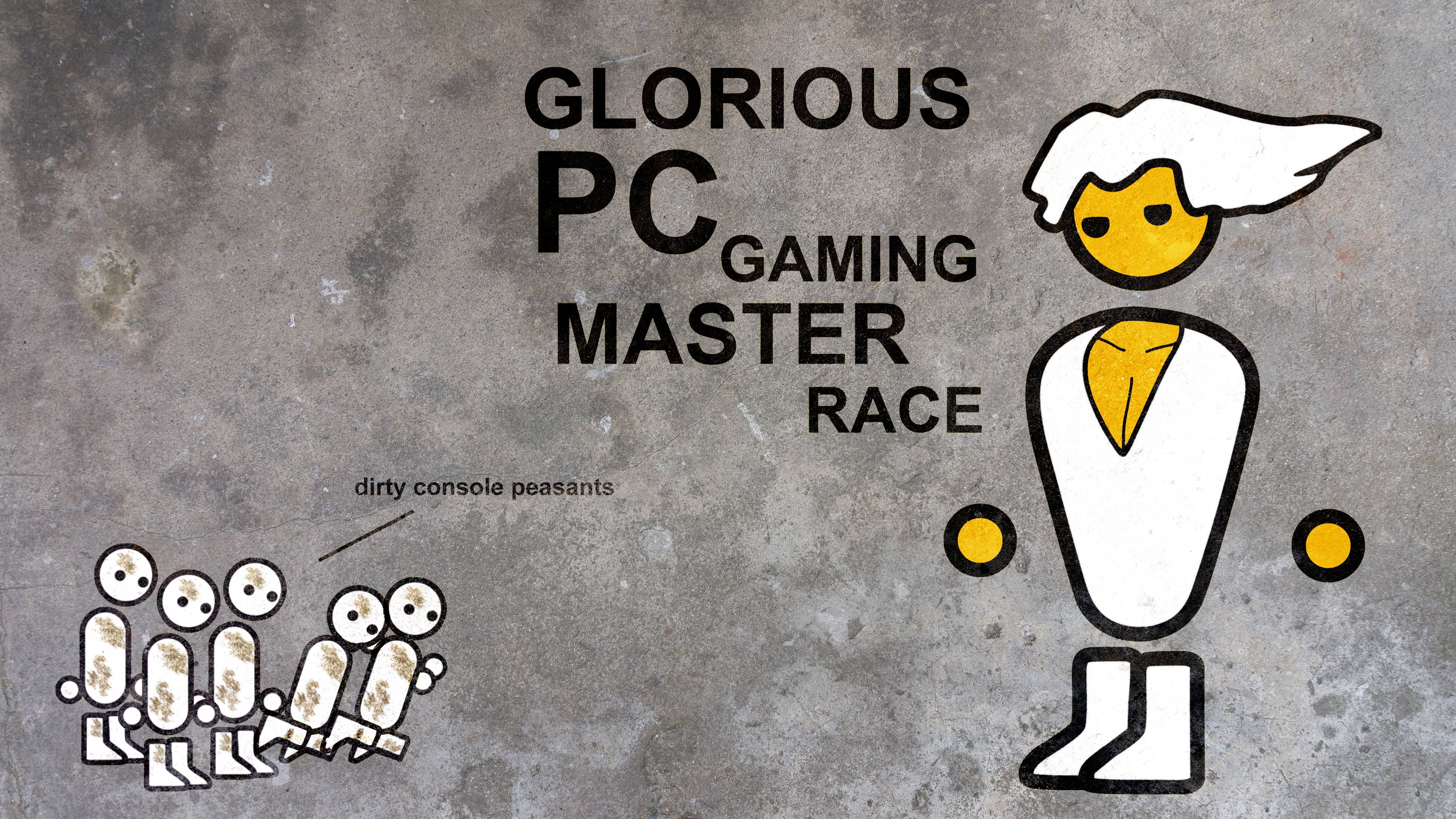PC gamer, console users, gritty concrete background, 4K Desktop Wallpaper