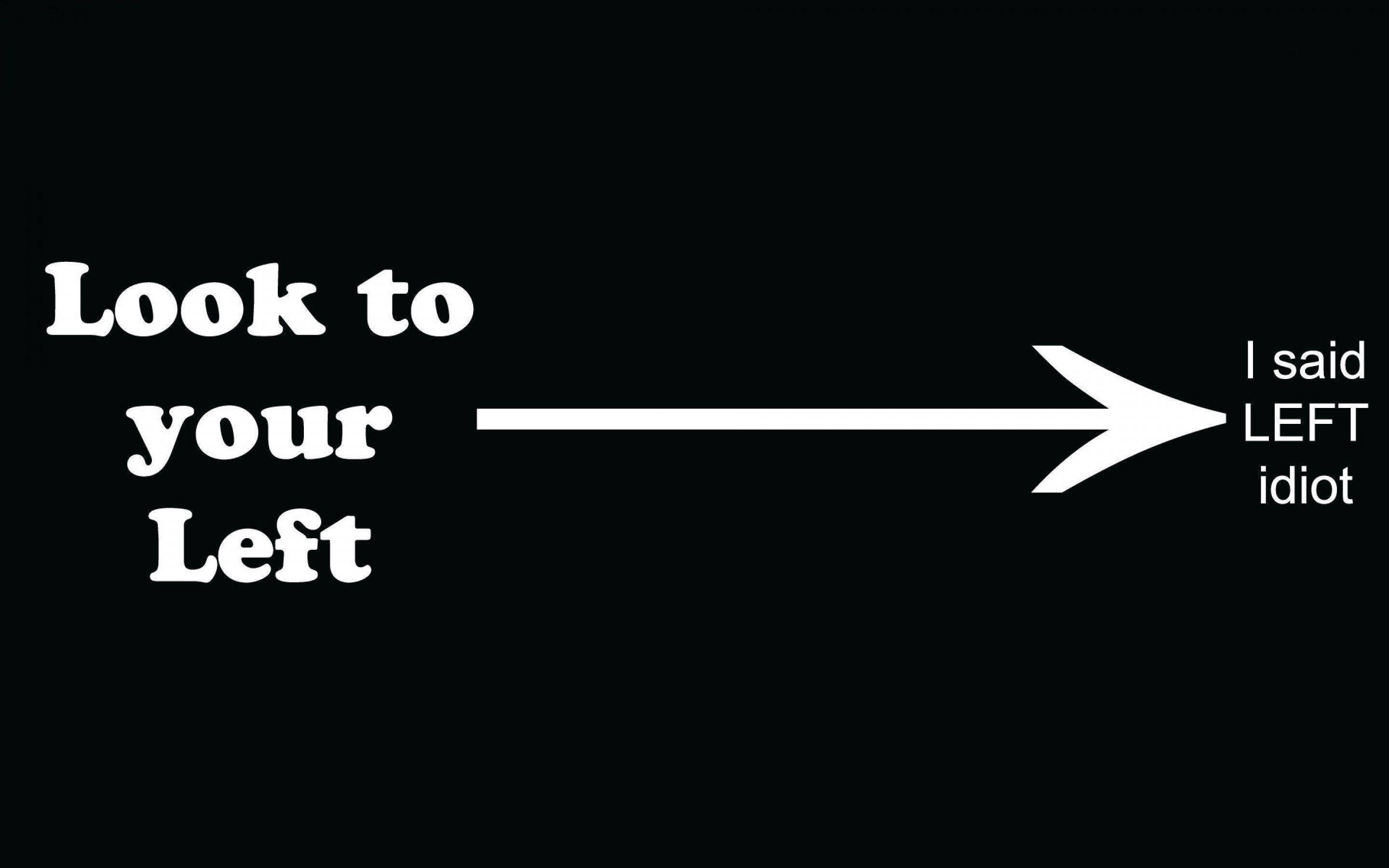 Funny Computer, black background, white arrow pointing right, 2K Desktop Wallpaper