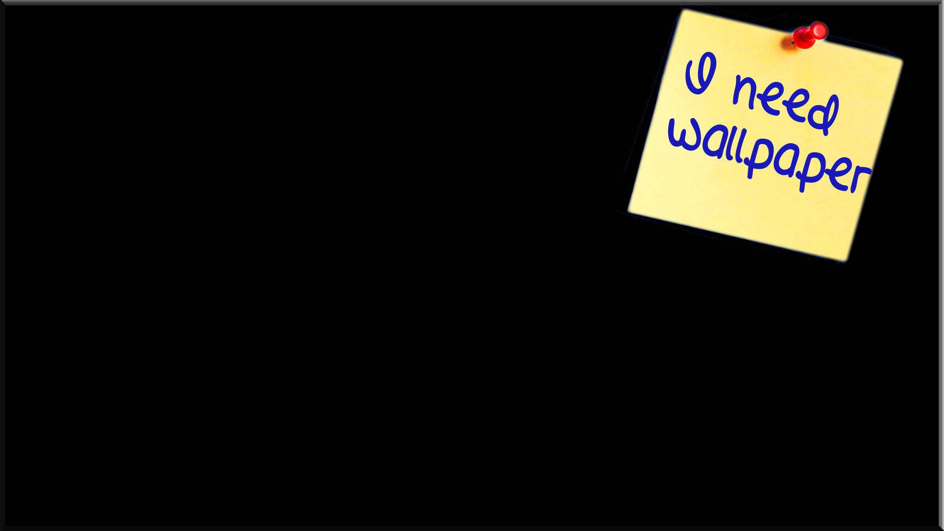 yellow sticky note, black surface, blue handwriting, Full HD Desktop Wallpaper